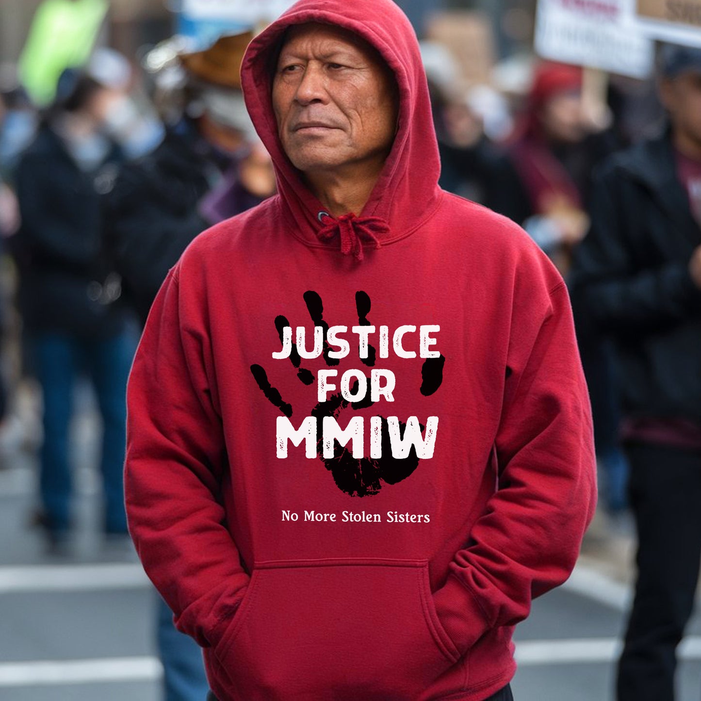 Justice for MMIW No More Stolen Sisters Red Hand Unisex T-Shirt/T-Shirt V-Neck/Hoodie/Sweatshirt