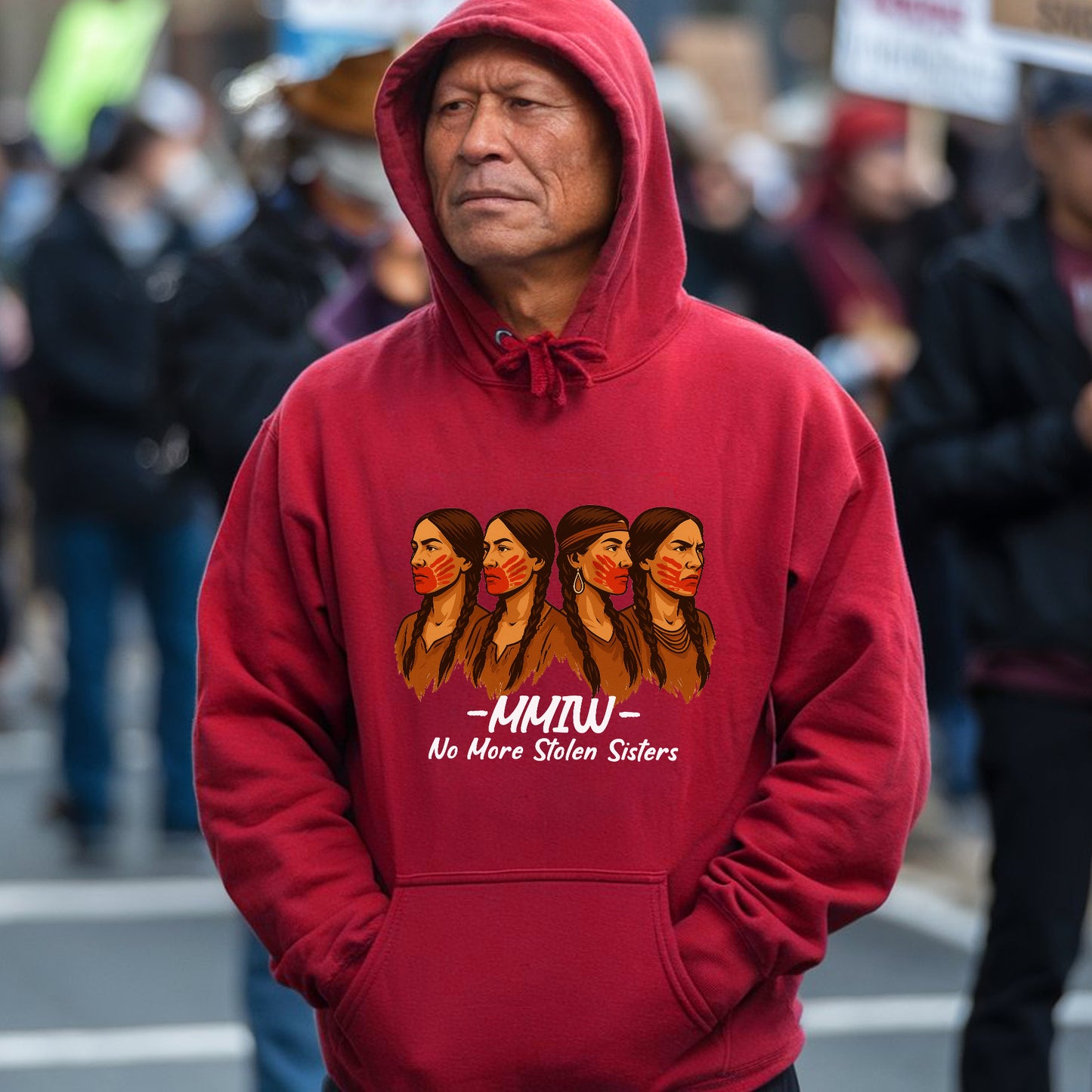 No More Stolen Sisters With Red Hand - MMIW Unisex T-Shirt/Hoodie/V-Neck/Sweatshirt