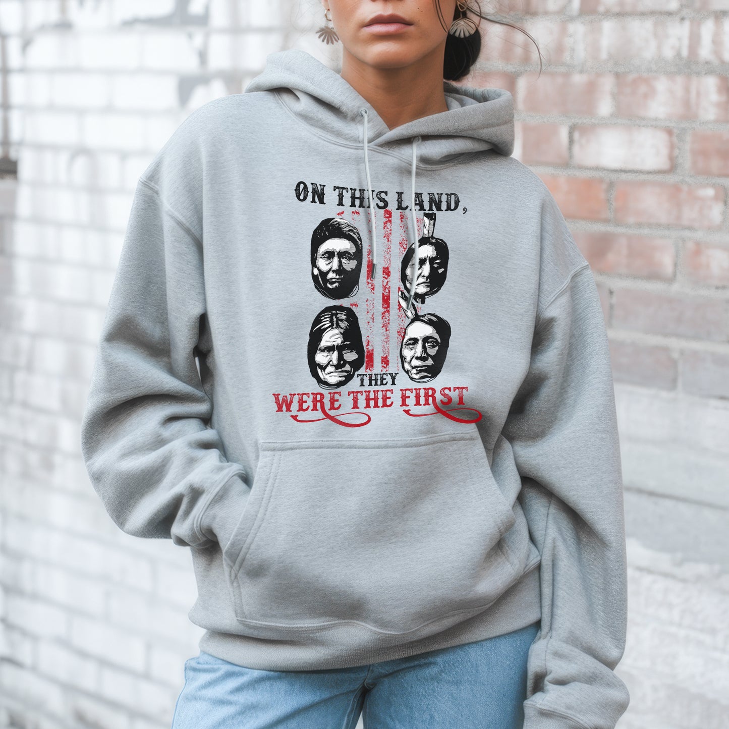 "On This Land, They Were the First" Native American Chiefs - Indigenous Heritage Unisex T-Shirt/T-Shirt V-Neck/Hoodie/Sweatshirt