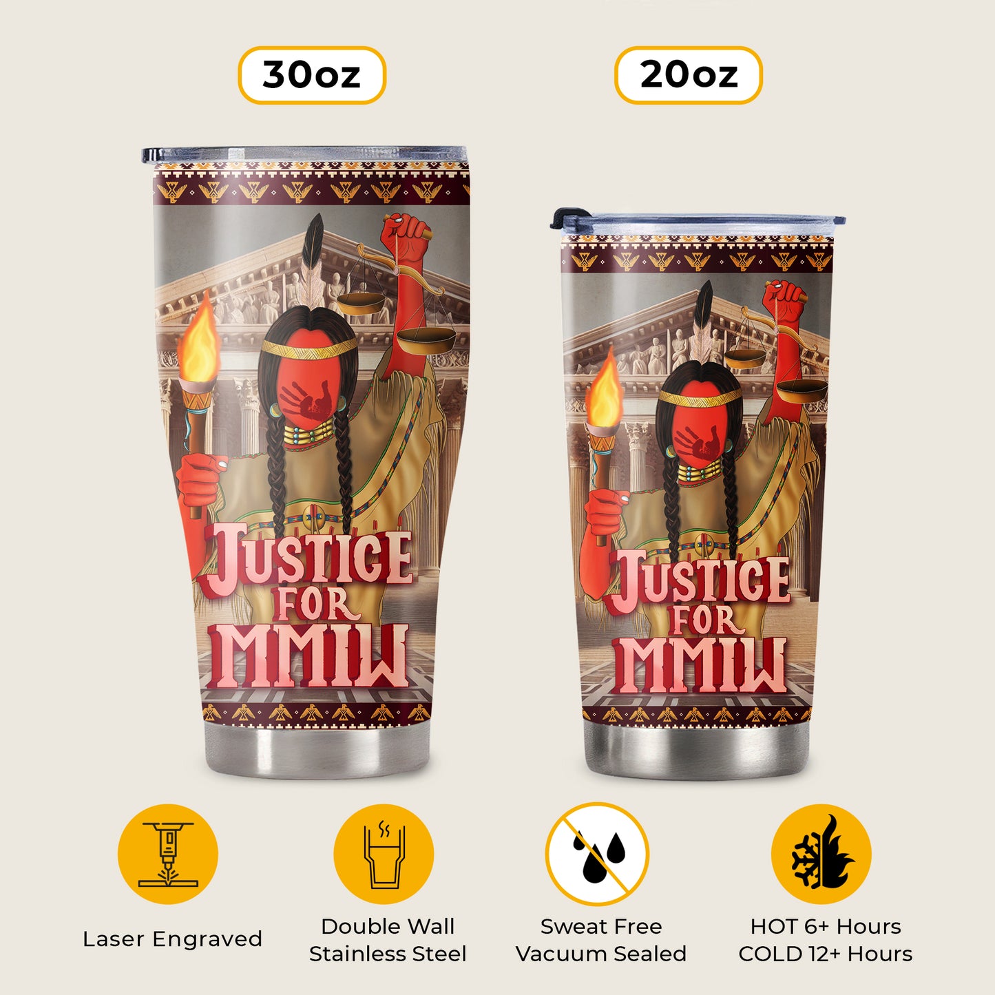 Justice For MMIW - Native American Stainless Steel Tumbler 020
