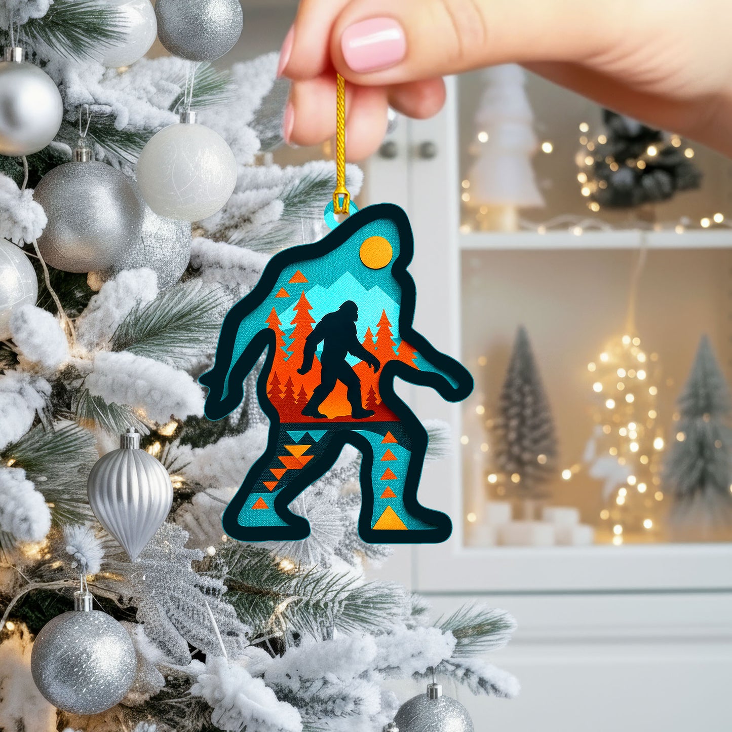 Bigfoot Ornament - Native American Inspired Holiday Decor in Flat Acrylic