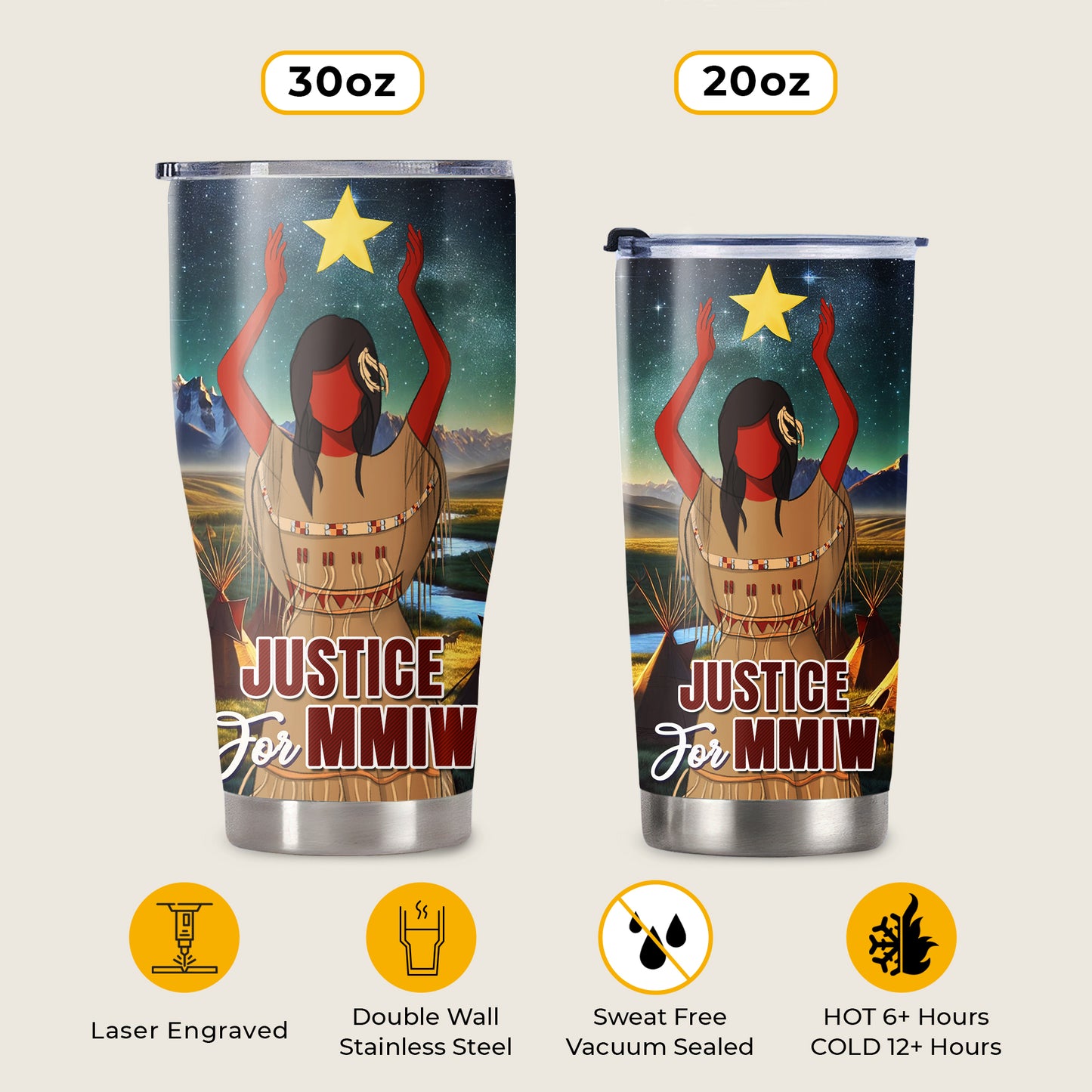 Justice For MMIW - Native American Stainless Steel Tumbler 007