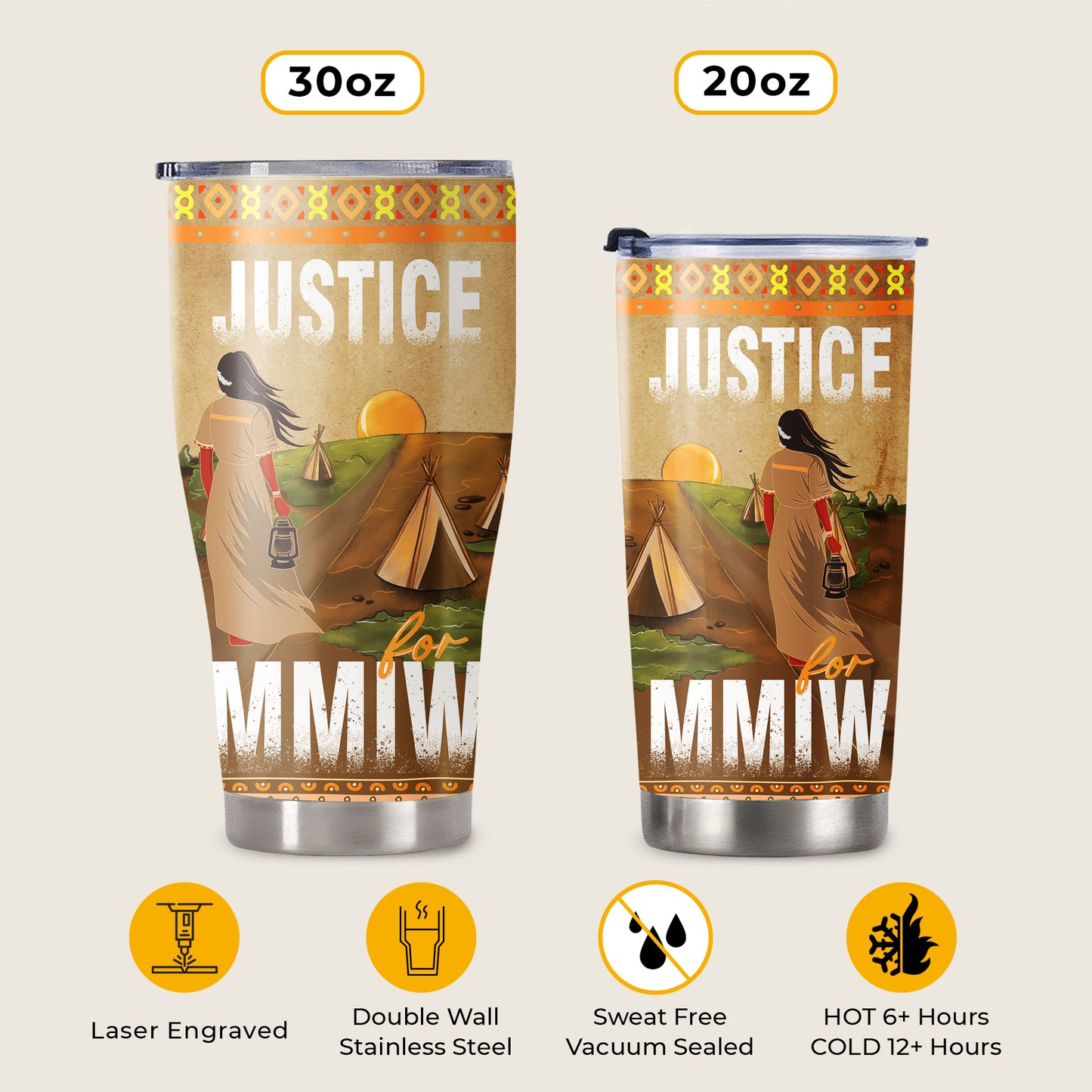 Justice For MMIW - Native American Stainless Steel Tumbler 008