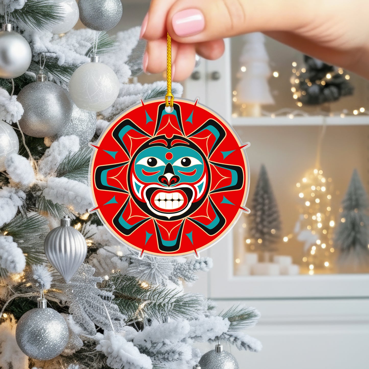 Sun Spirit Acrylic Ornament, Indigenous Inspired Art, Meaningful Holiday Decor