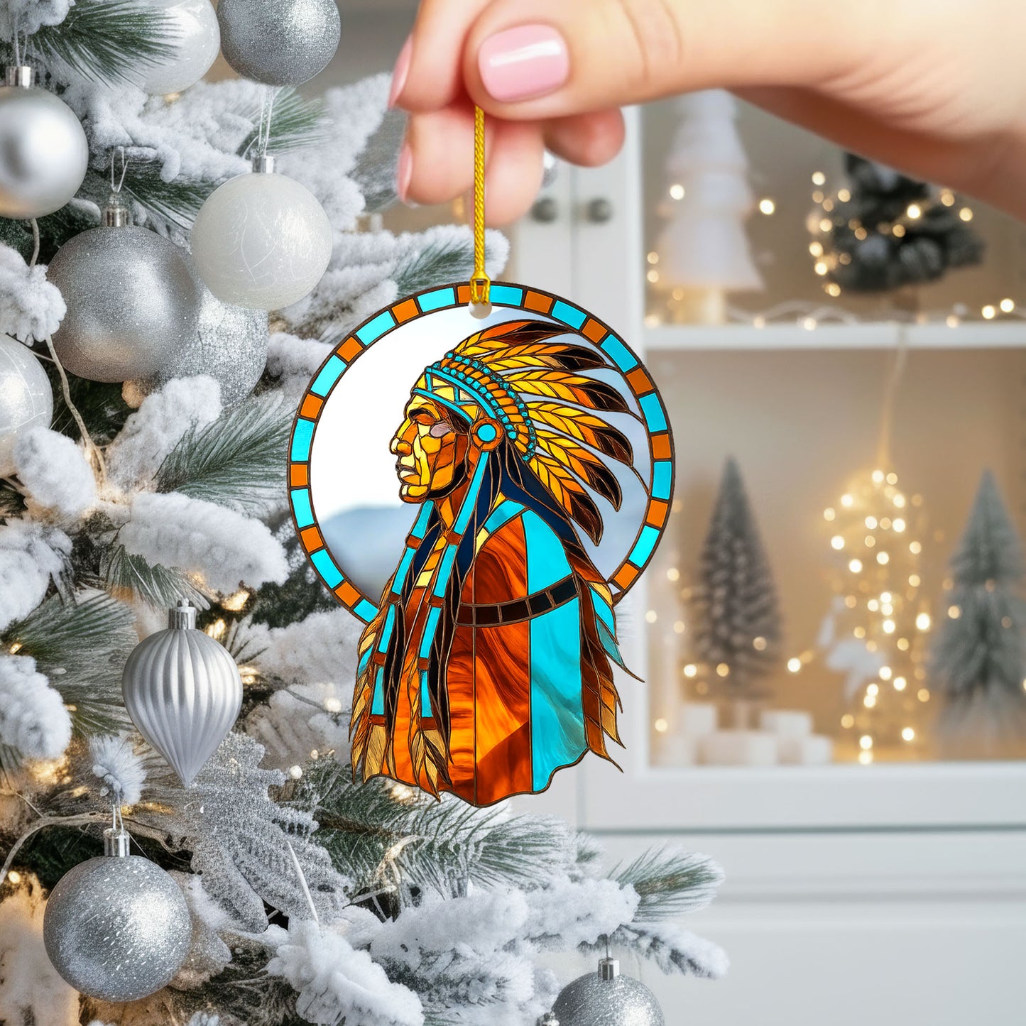 Native American Chief - Tribal Leader Faux Holiday Decor Flat Acrylic
