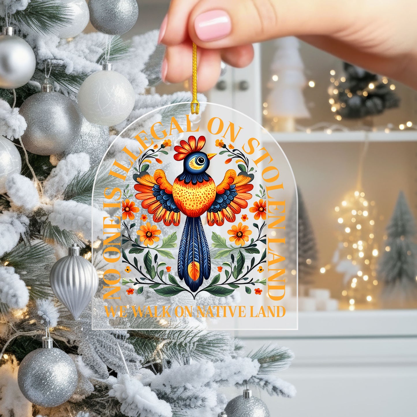 No One Is Illegal On Stolen Land - Native Land Bird Decor Flat Acrylic