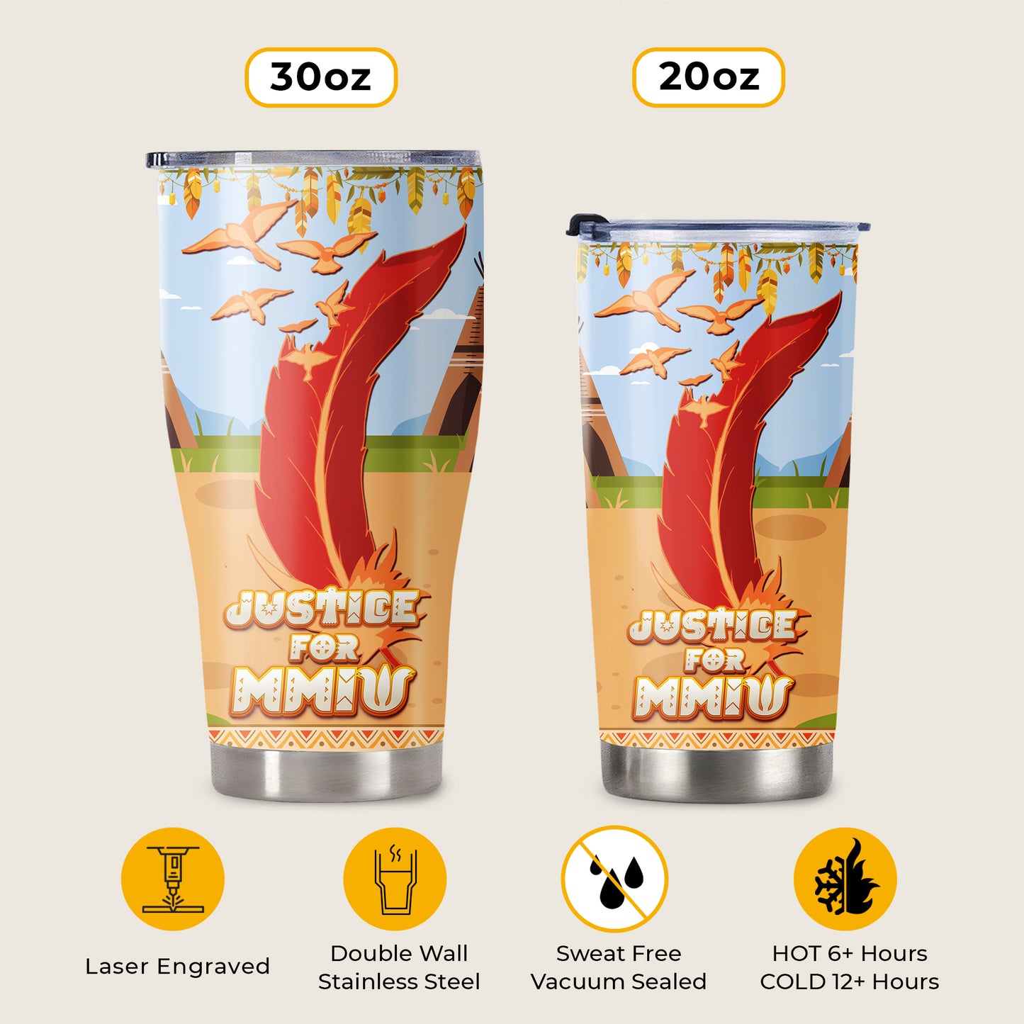 Justice For MMIW - Native American Stainless Steel Tumbler 018