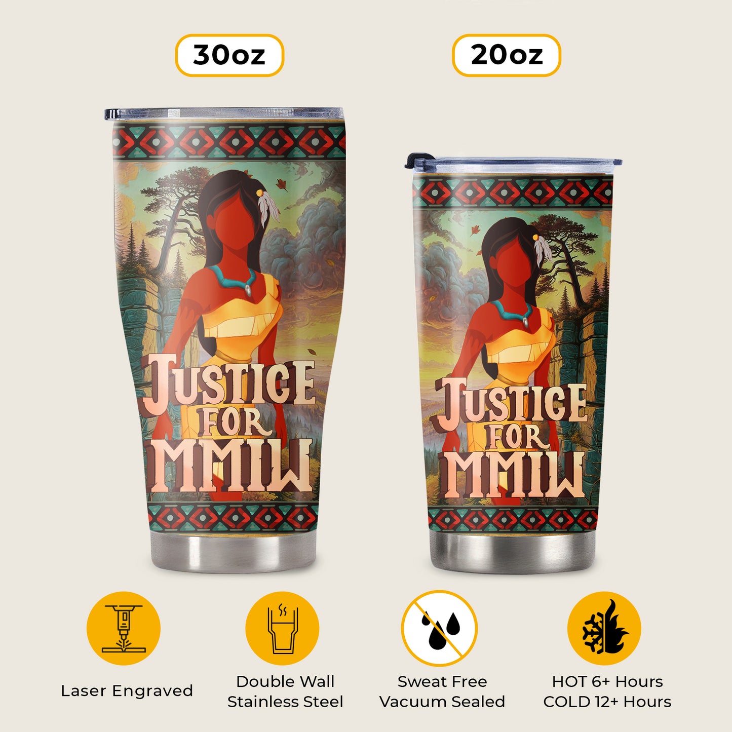 Justice For MMIW - Native American Stainless Steel Tumbler 003