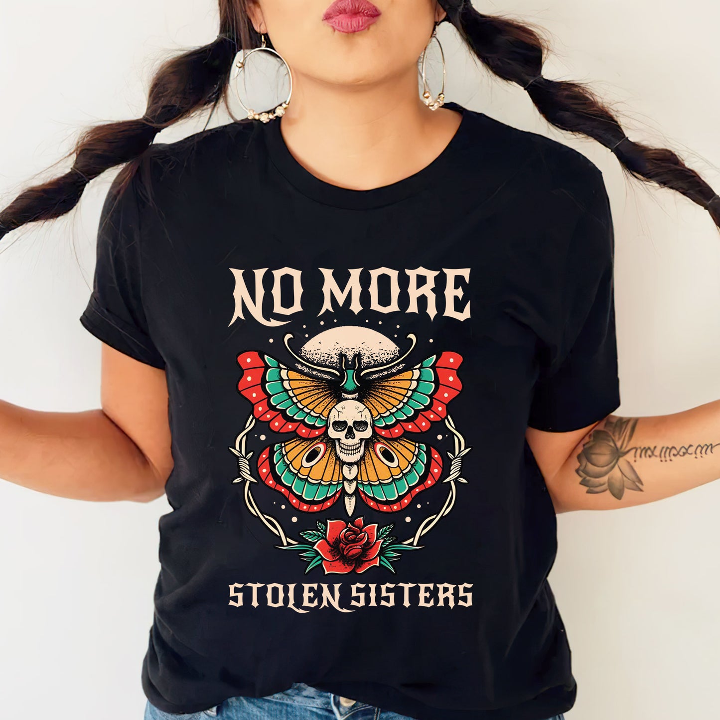 No More Stolen Sisters Butterfly Skun - MMIW Unisex T-Shirt/Hoodie/V-Neck/Sweatshirt