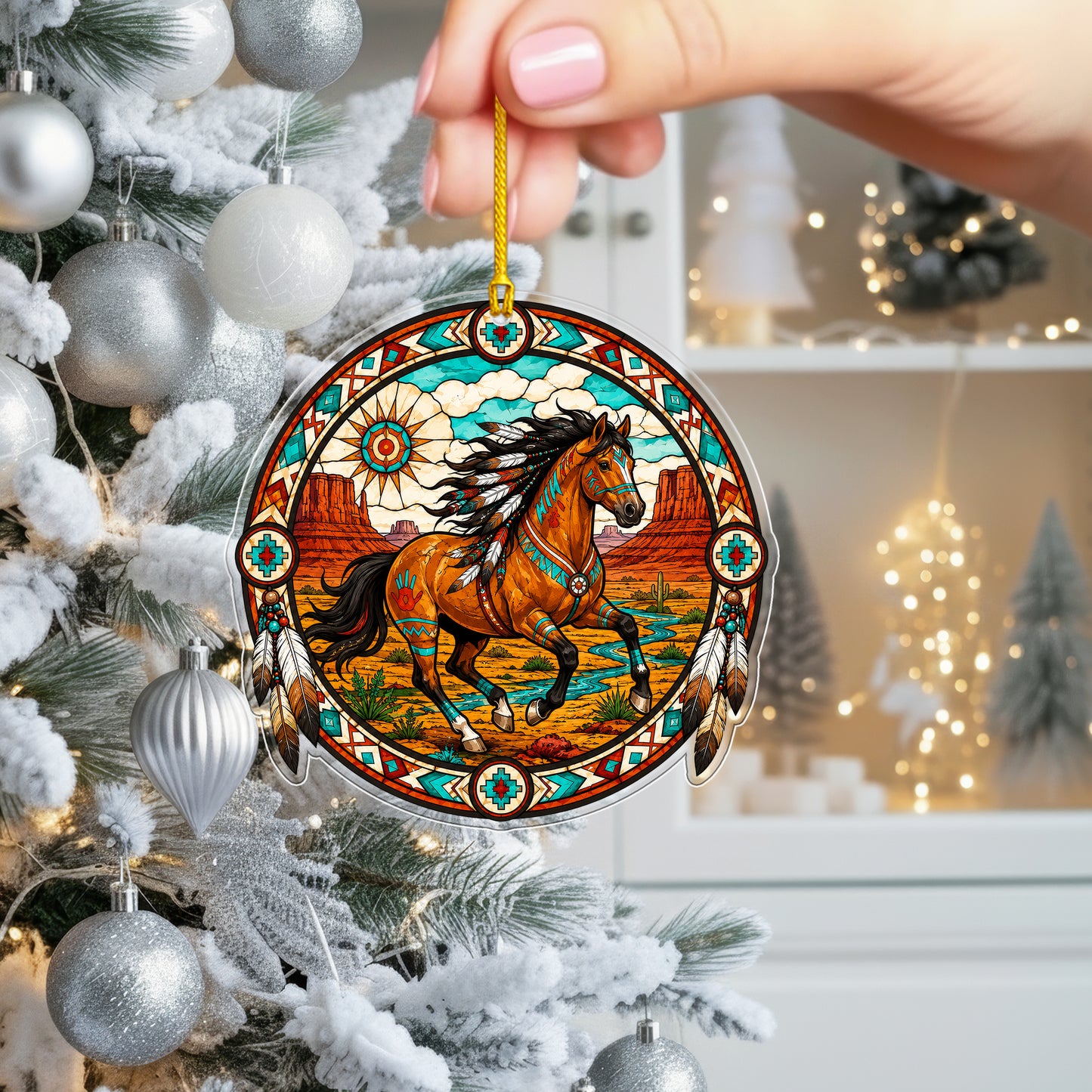 Stained Glass Horse Acrylic Ornament - Western Holiday Tree Decor