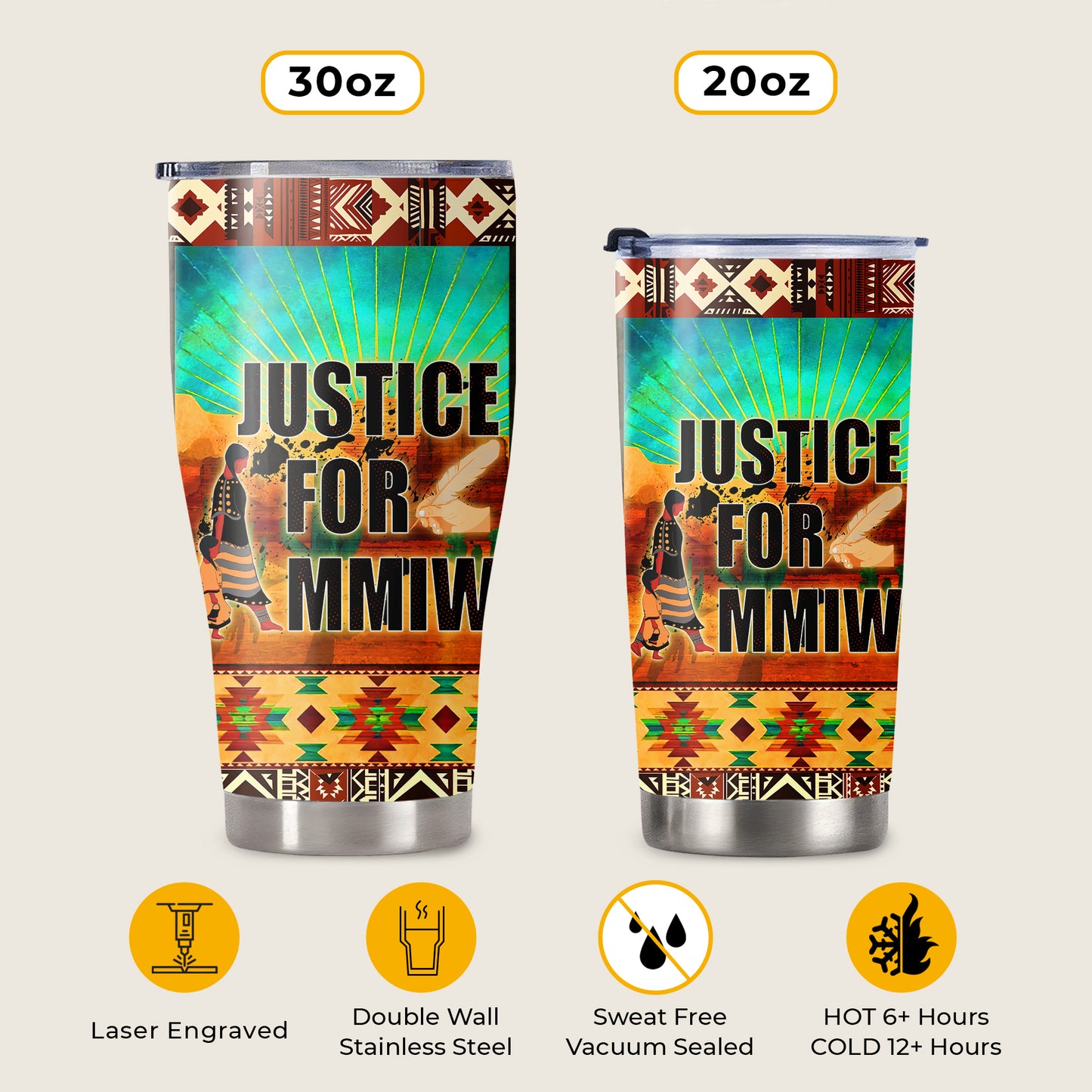 Justice For MMIW - Native American Stainless Steel Tumbler 014