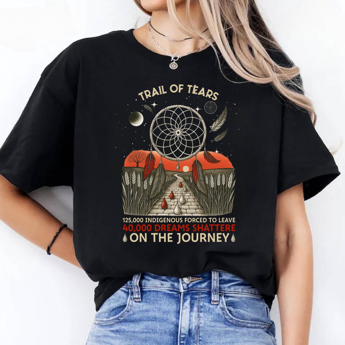 Trail Of Tears - 125000 Indigenous Forced To Leave 40000 Dreams Shattere Unisex T-Shirt/Hoodie/Sweatshirt