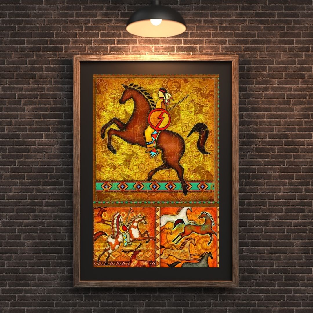 The Orange Native American Horse Poster/Canvas