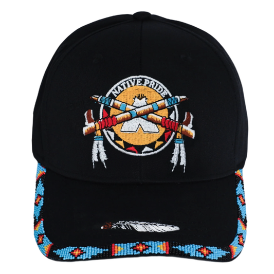 Native Pride Emblem Embroidered Beaded Baseball Cap Patch With Brim Unisex Native American Style