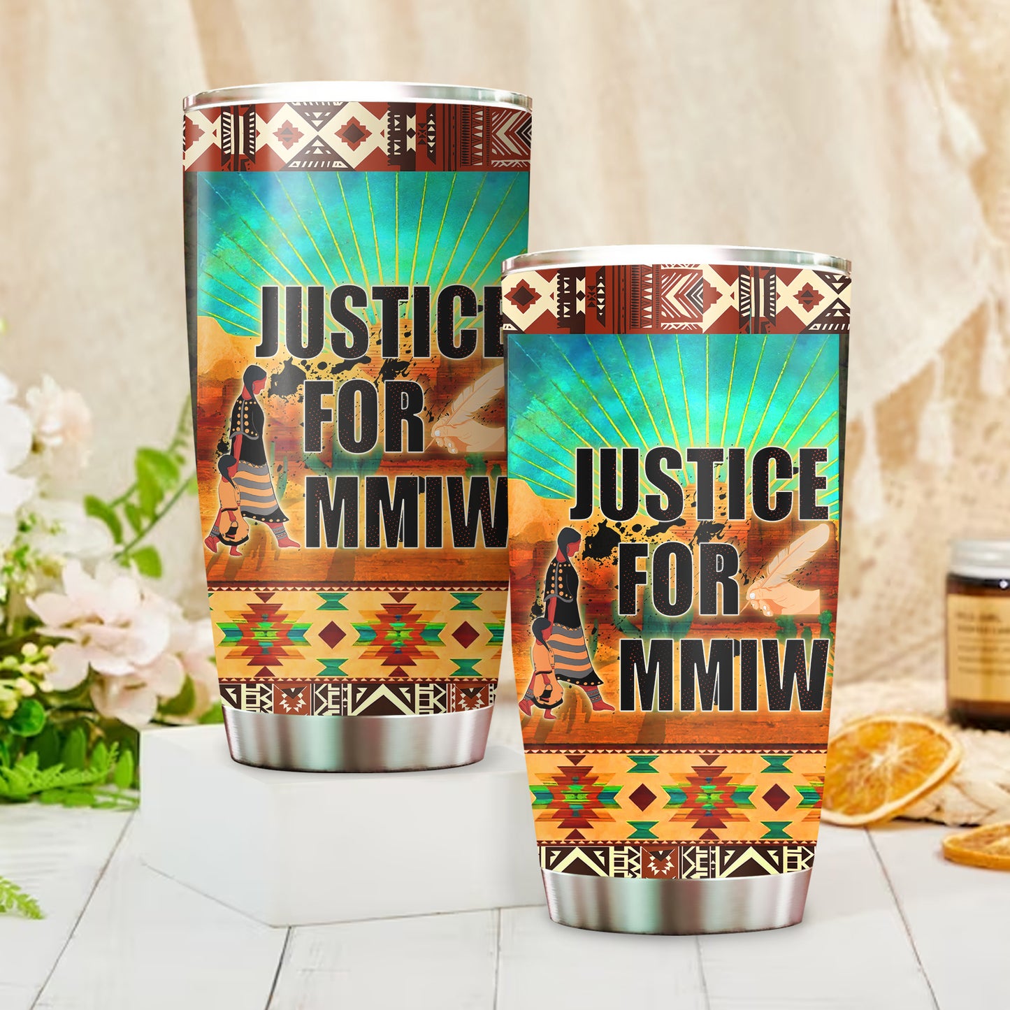 Justice For MMIW - Native American Stainless Steel Tumbler 014