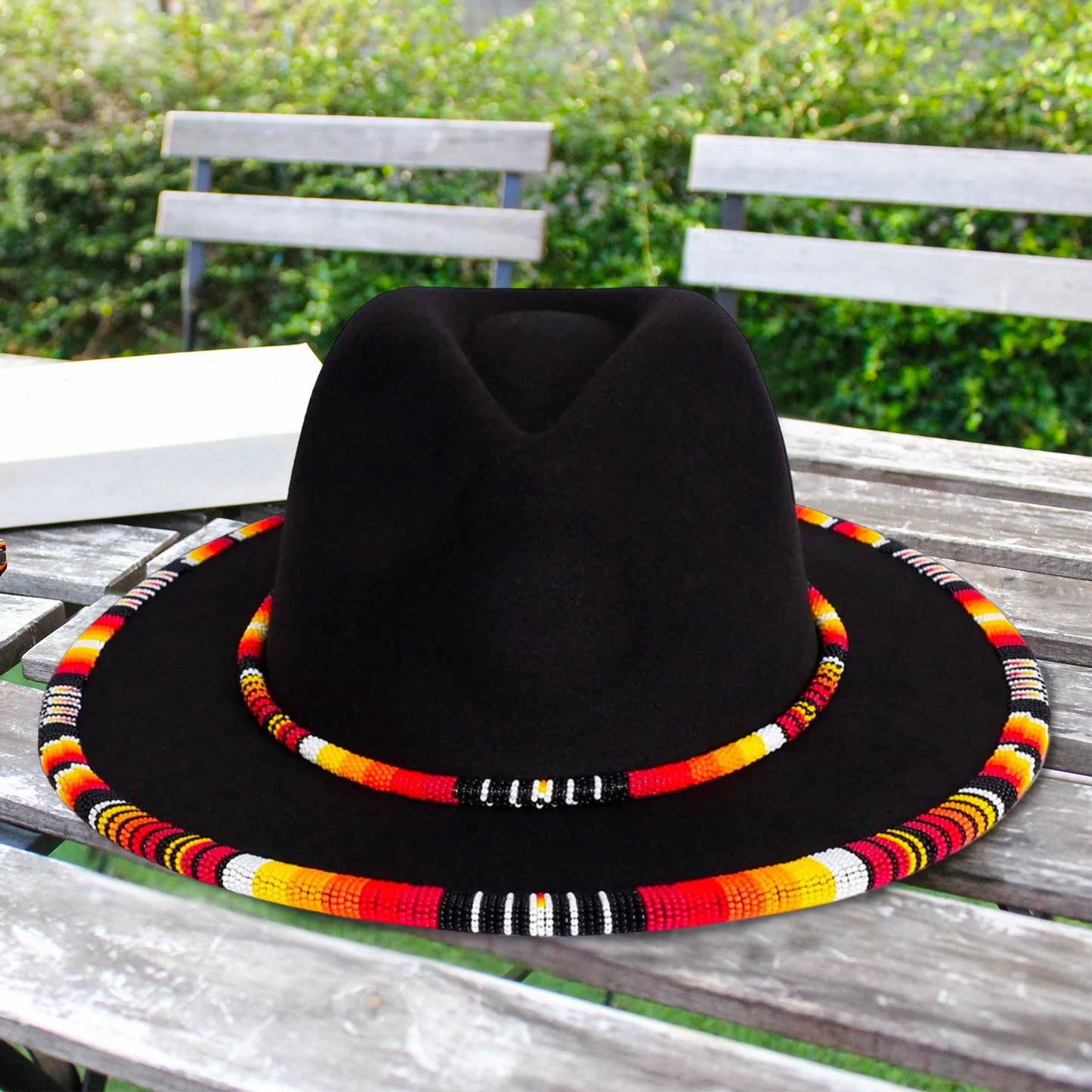 Payette Pattern Fedora Hatband For Men Women Beaded Brim With Native American Style