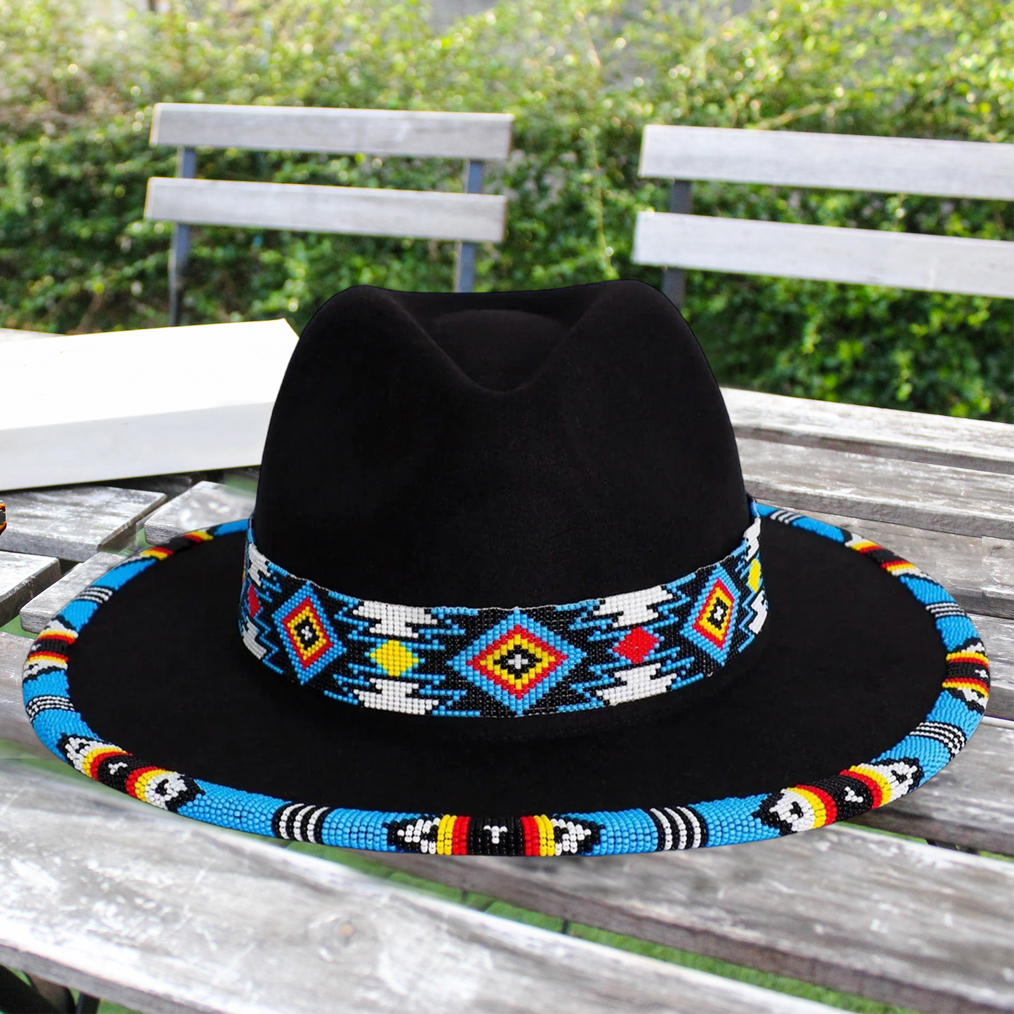 Payette Pattern Fedora Hatband For Men Women Beaded Brim With Native American Style