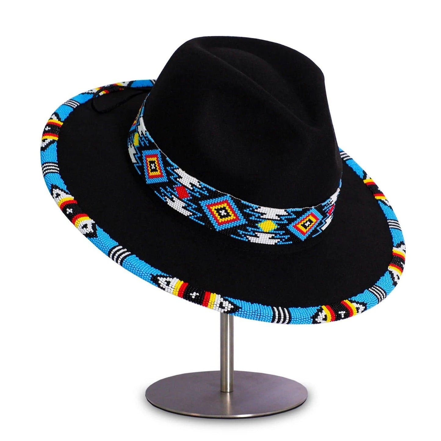 Payette Pattern Fedora Hatband For Men Women Beaded Brim With Native American Style