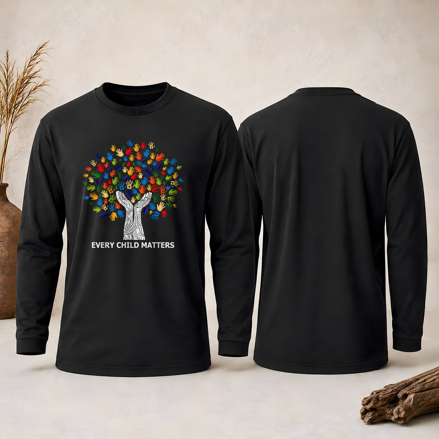 Every Child Matters Handprint Tree For Orange Shirt Day Unisex Long Sleeve
