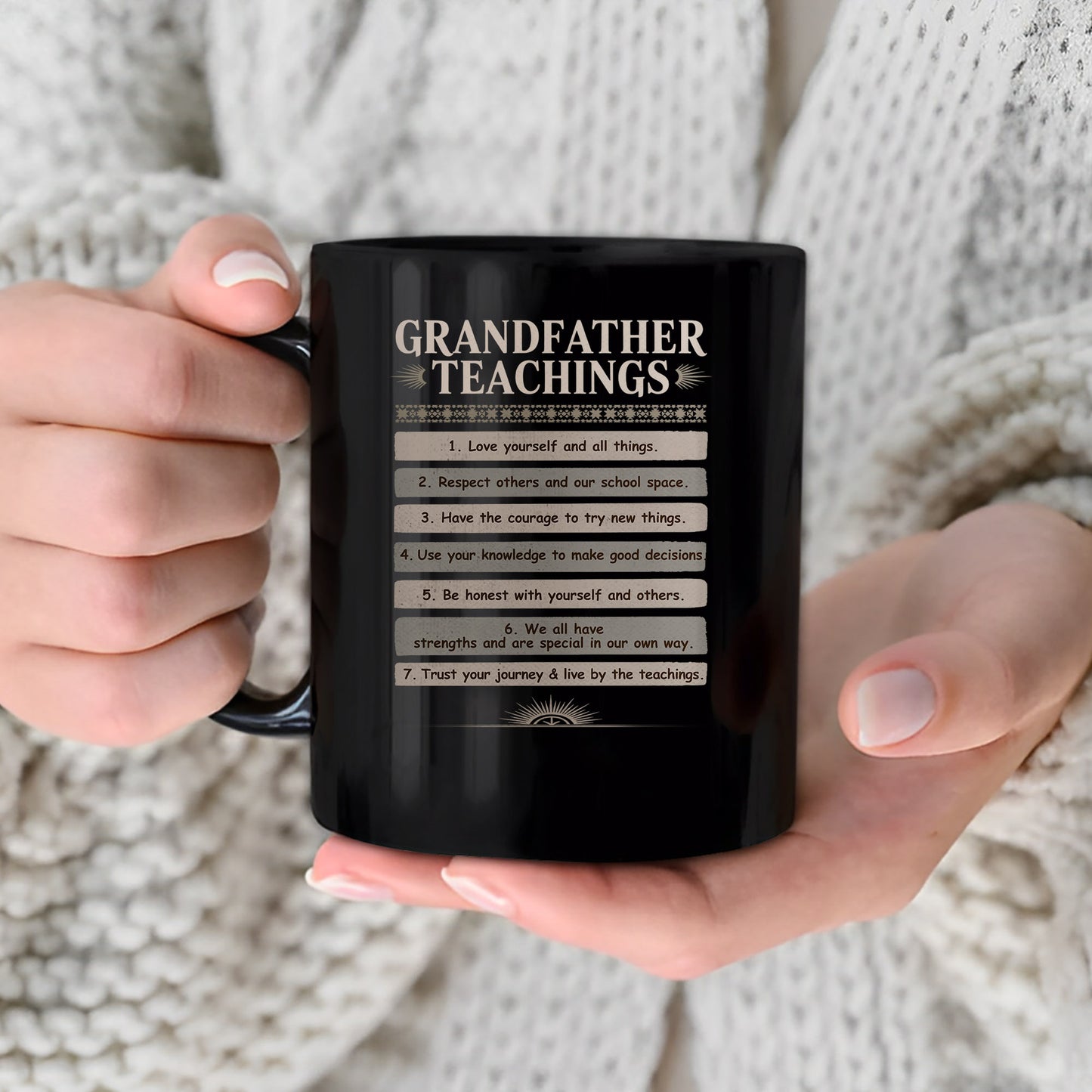 Grandfather Teachings - 7 Guiding Principles Ceramic Coffee Mug