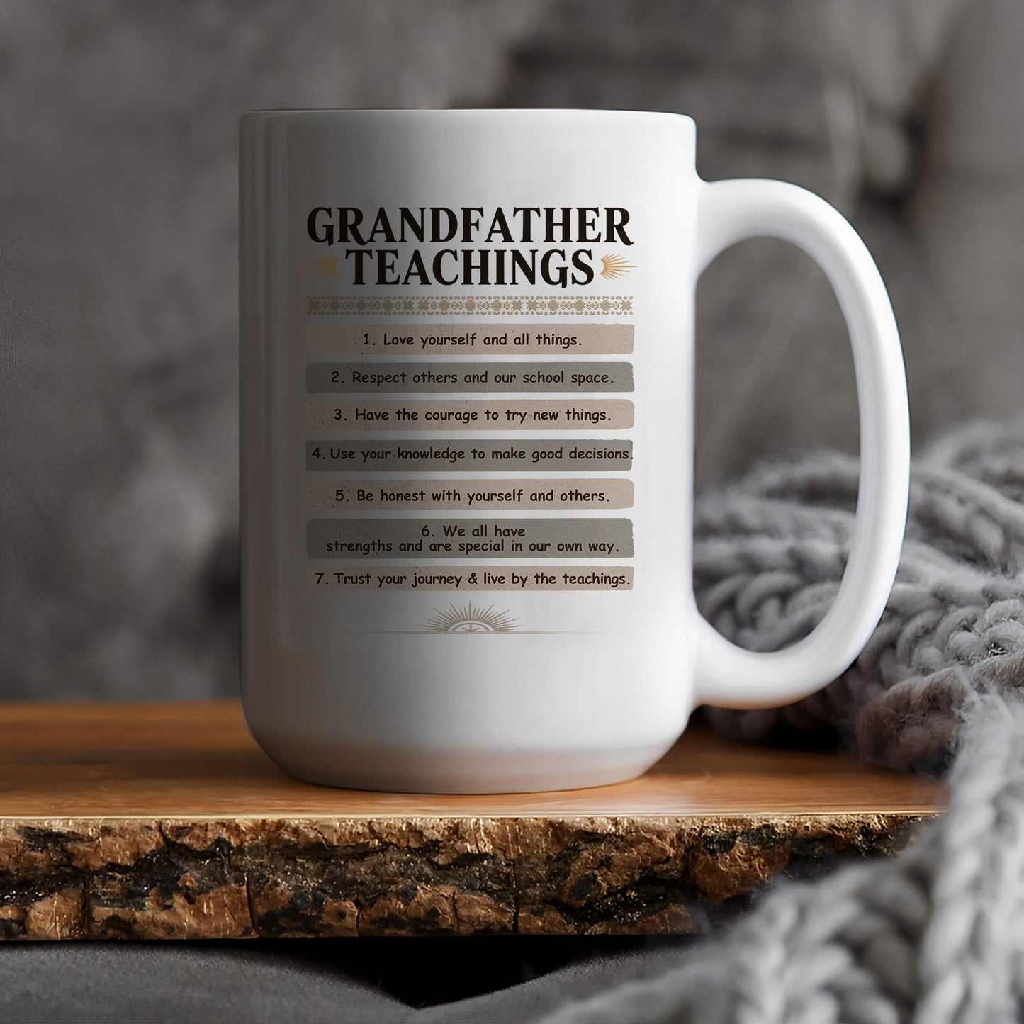 Grandfather Teachings - 7 Guiding Principles Ceramic Coffee Mug