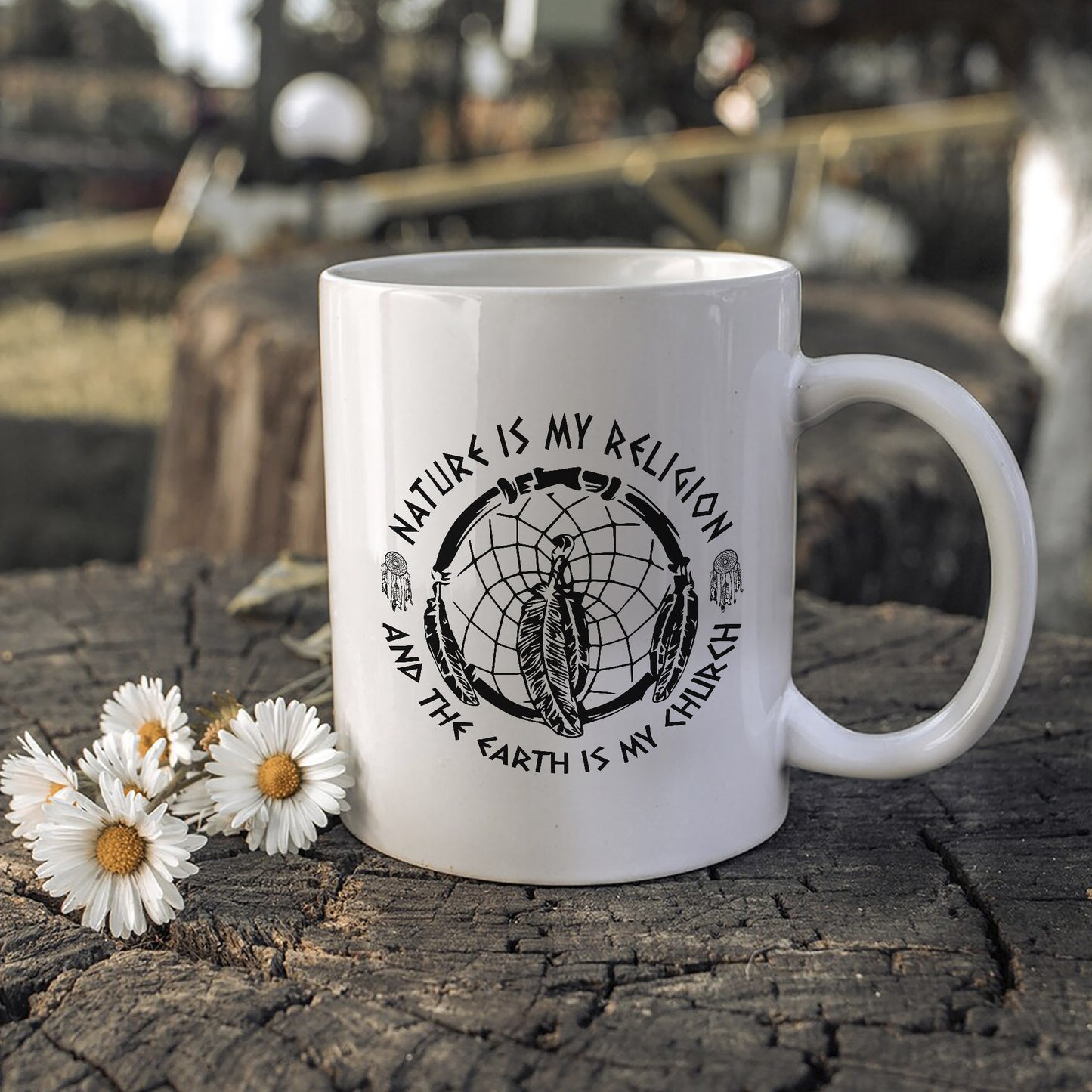 Nature Is My Religion, The Earth Is My Church - Dreamcatcher Ceramic Coffee Mug