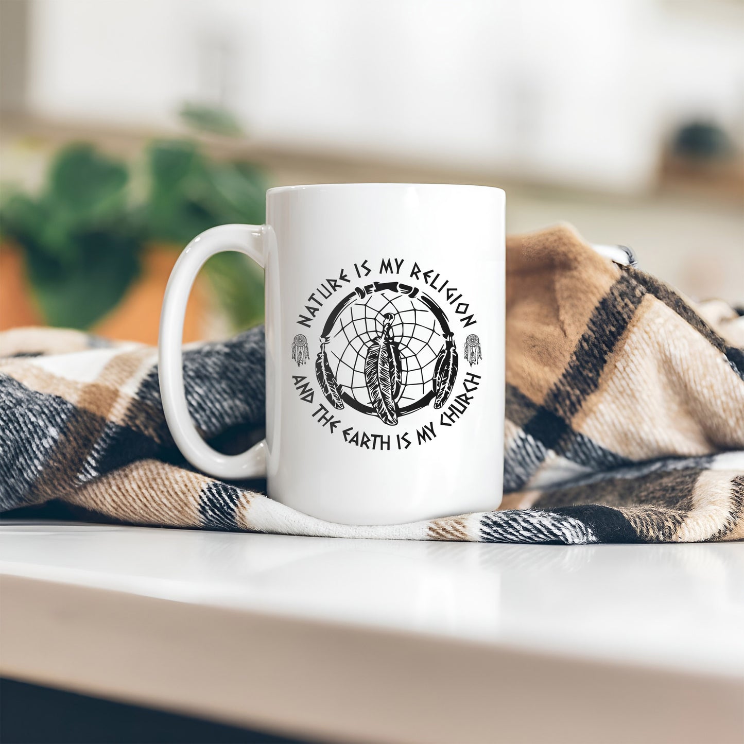 Nature Is My Religion, The Earth Is My Church - Dreamcatcher Ceramic Coffee Mug