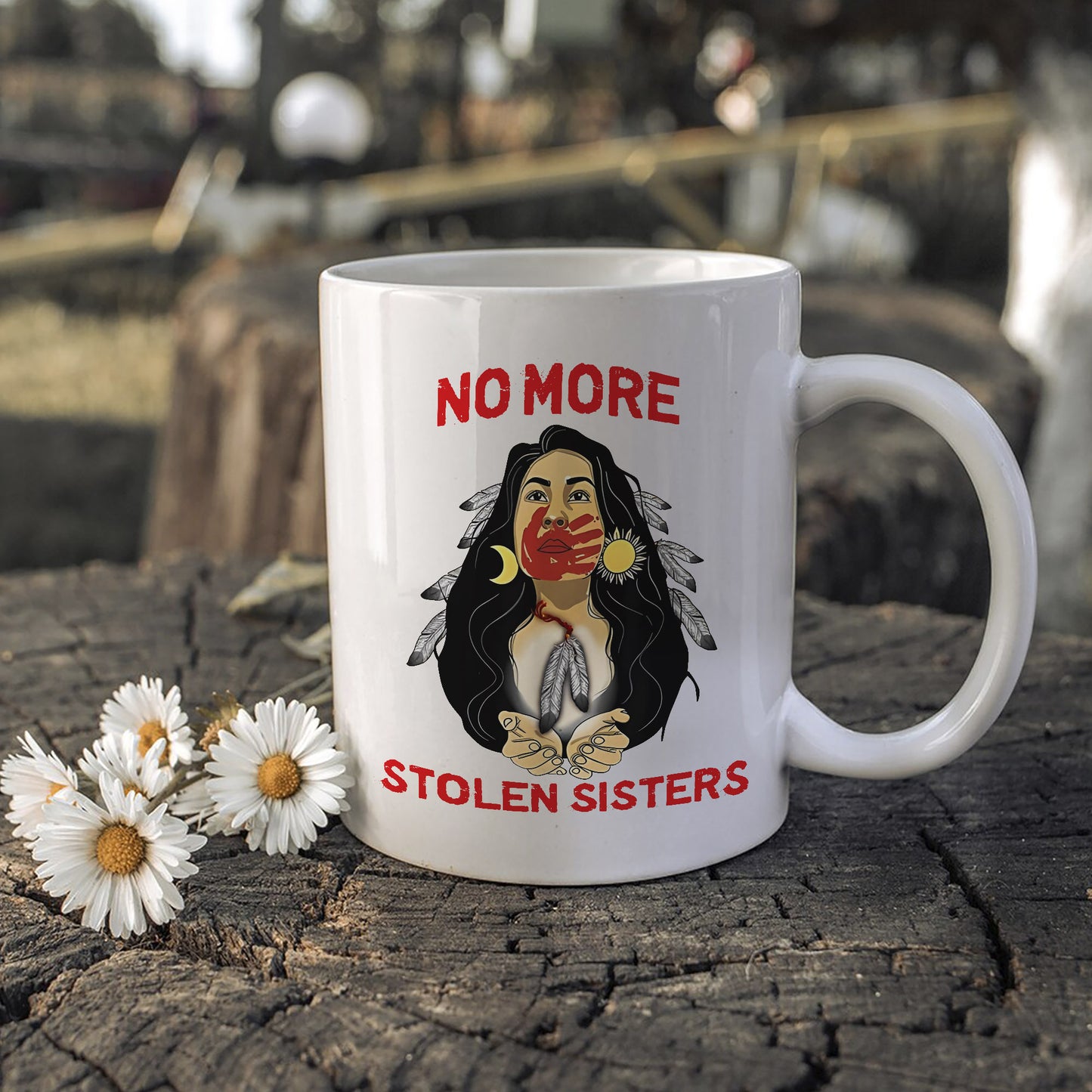 MMIW I Wear Red for My Sisters - No More Stolen Sisters Red Hand Ceramic Mug, Empowerment Mug for Native American Women