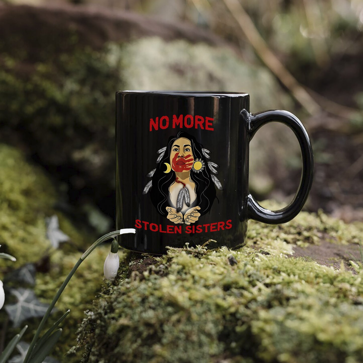 MMIW I Wear Red for My Sisters - No More Stolen Sisters Red Hand Ceramic Mug, Empowerment Mug for Native American Women