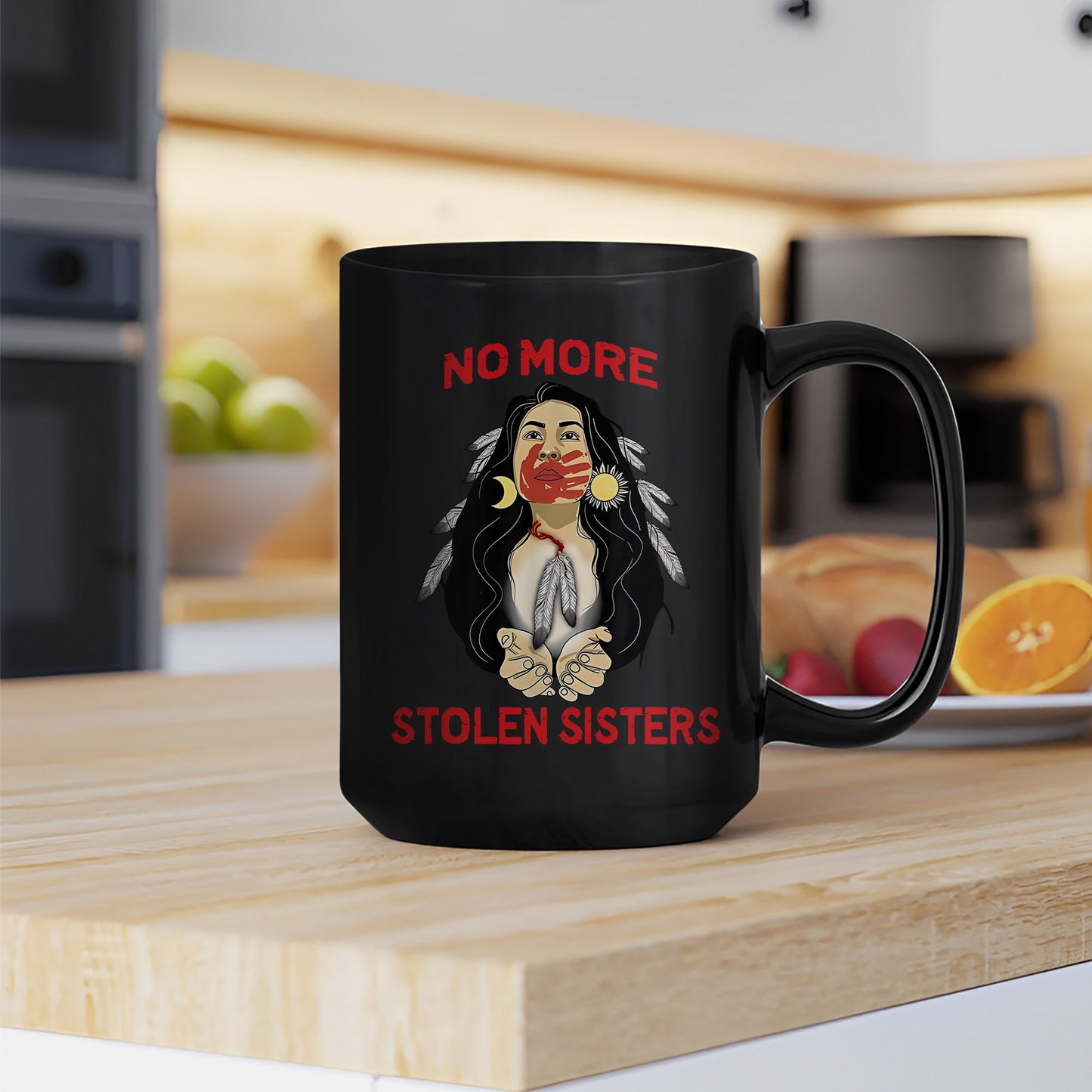 MMIW I Wear Red for My Sisters - No More Stolen Sisters Red Hand Ceramic Mug, Empowerment Mug for Native American Women