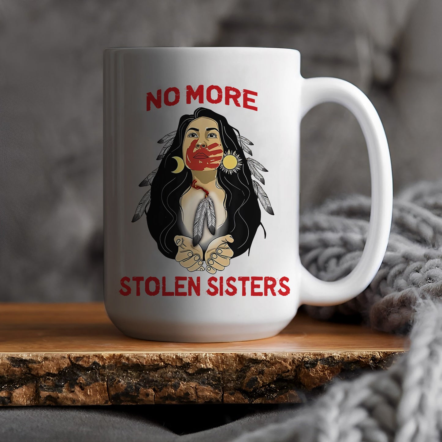 MMIW I Wear Red for My Sisters - No More Stolen Sisters Red Hand Ceramic Mug, Empowerment Mug for Native American Women