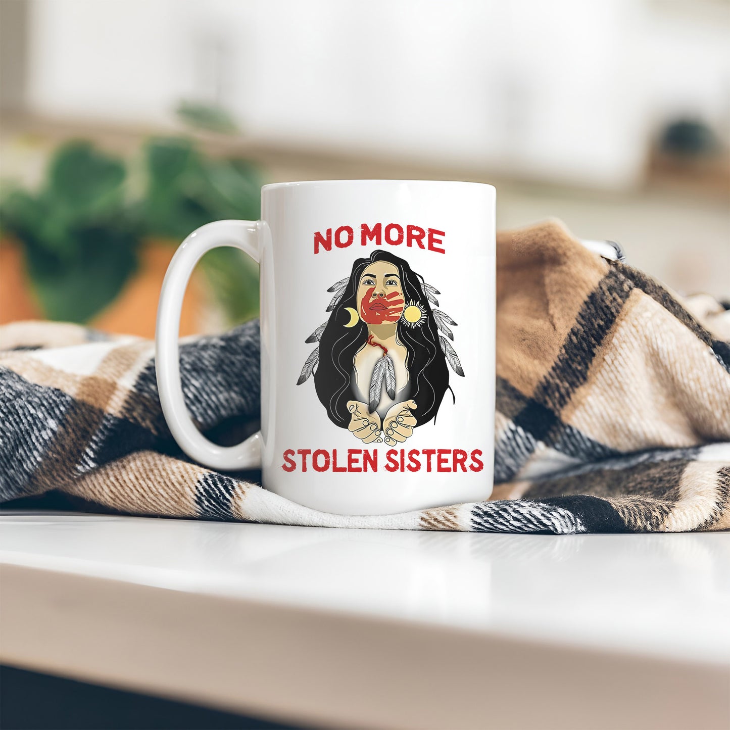 MMIW I Wear Red for My Sisters - No More Stolen Sisters Red Hand Ceramic Mug, Empowerment Mug for Native American Women