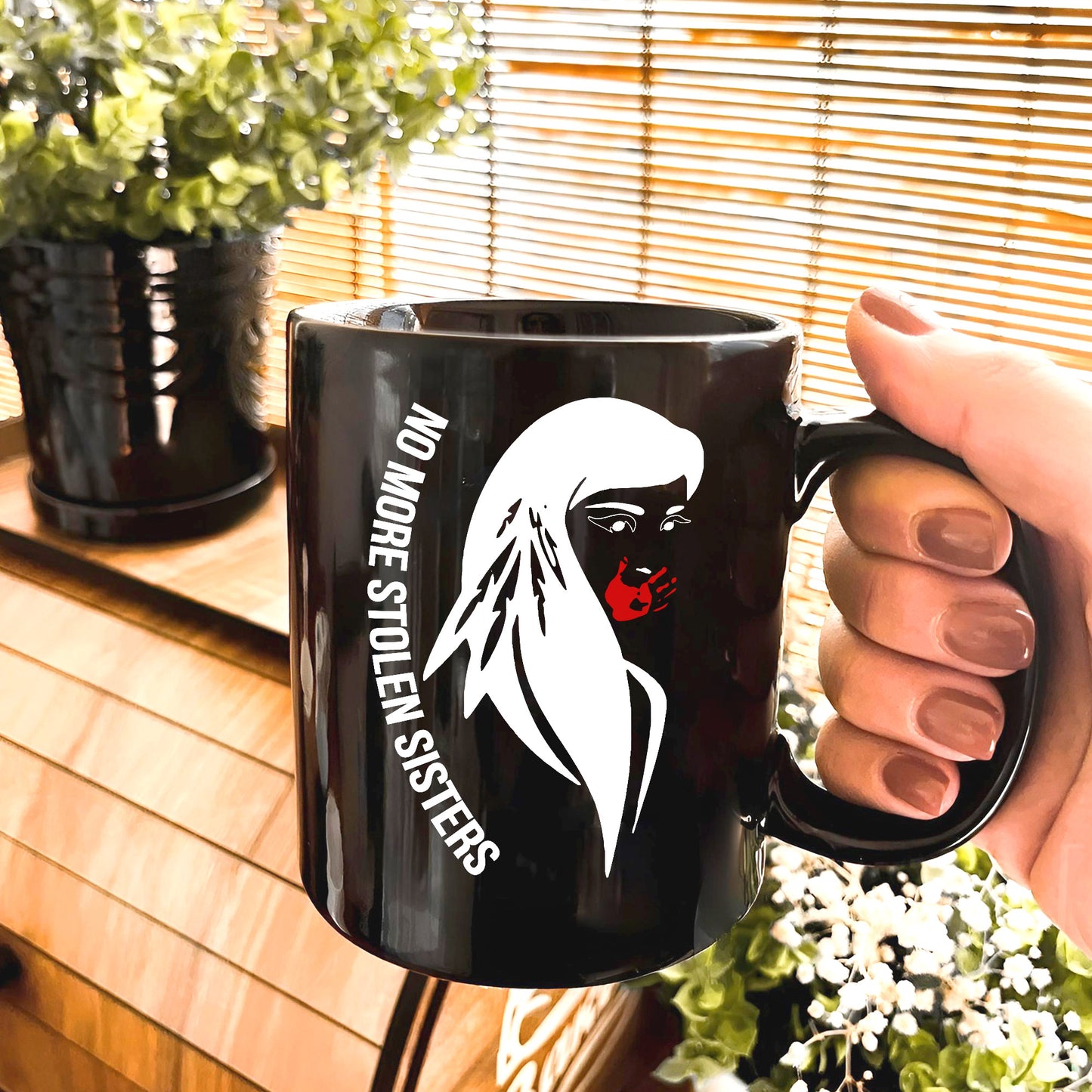 MMIW No More Stolen Sisters Indigenous Women Ceramic Coffee Mug - Native American Empowerment Mug for Women