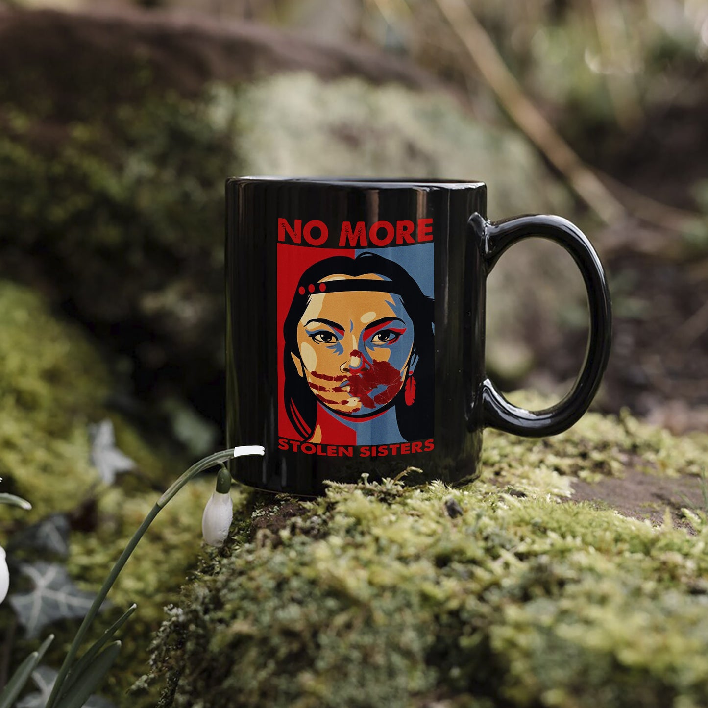 MMIW No More Stolen Sisters Red Hand Ceramic Mug