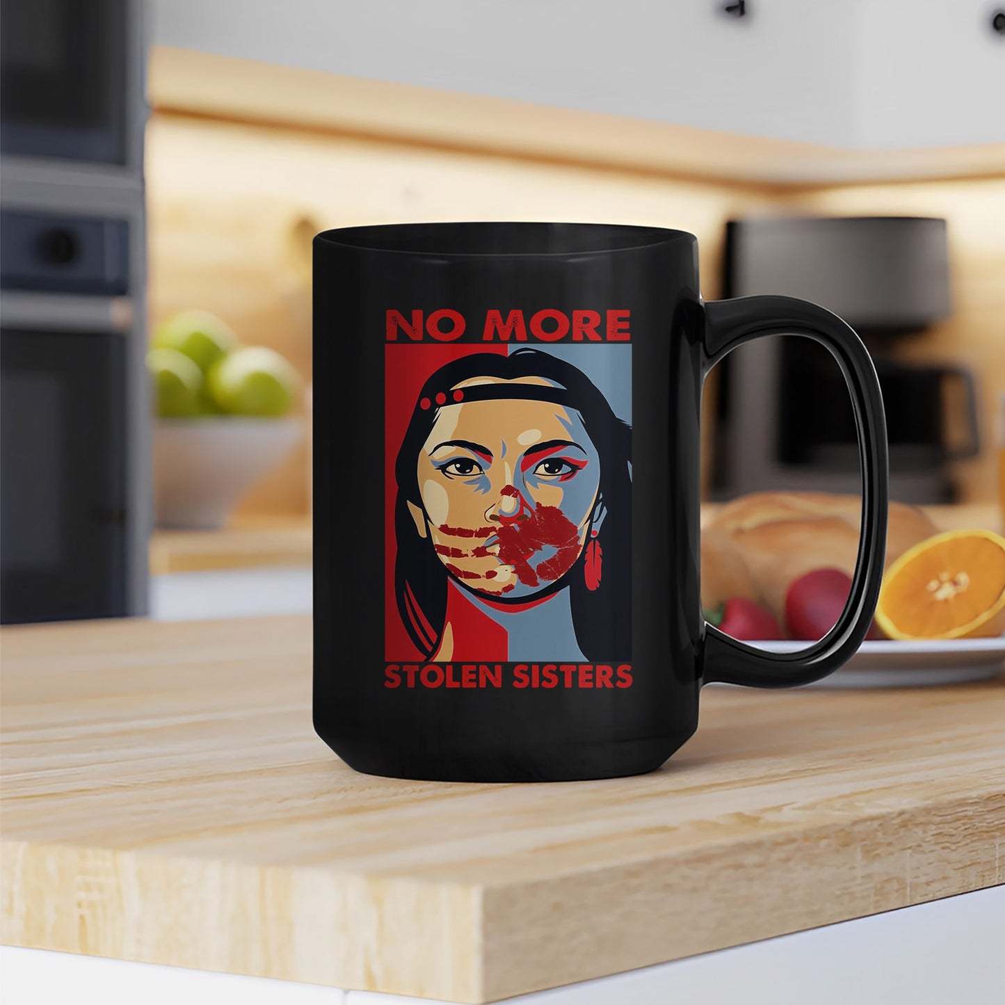 MMIW No More Stolen Sisters Red Hand Ceramic Mug