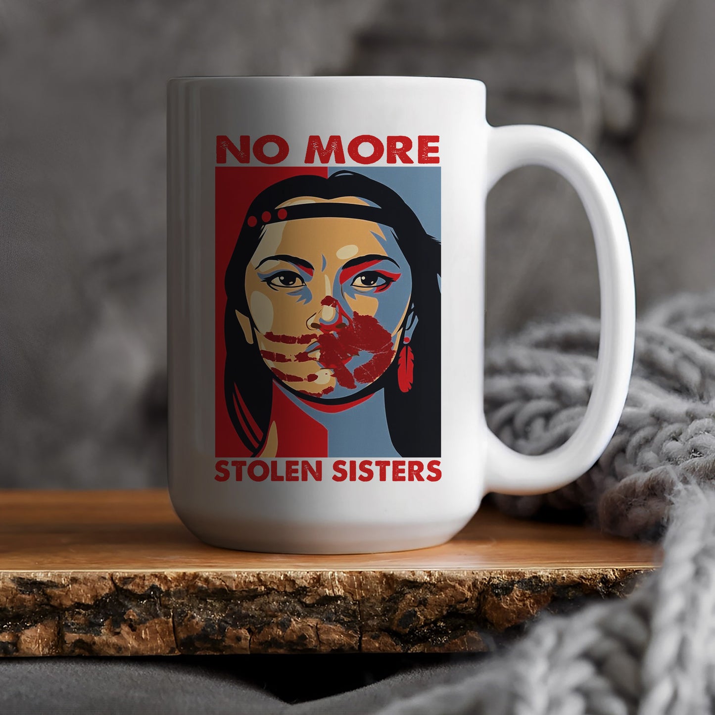 MMIW No More Stolen Sisters Red Hand Ceramic Mug