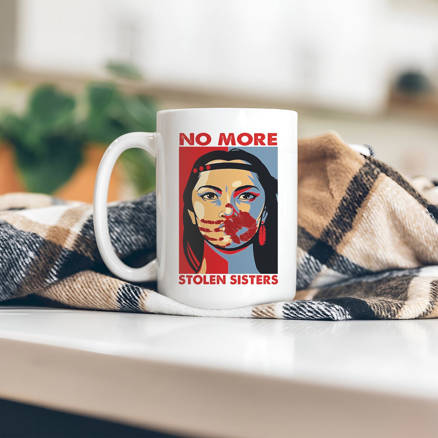 MMIW No More Stolen Sisters Red Hand Ceramic Mug