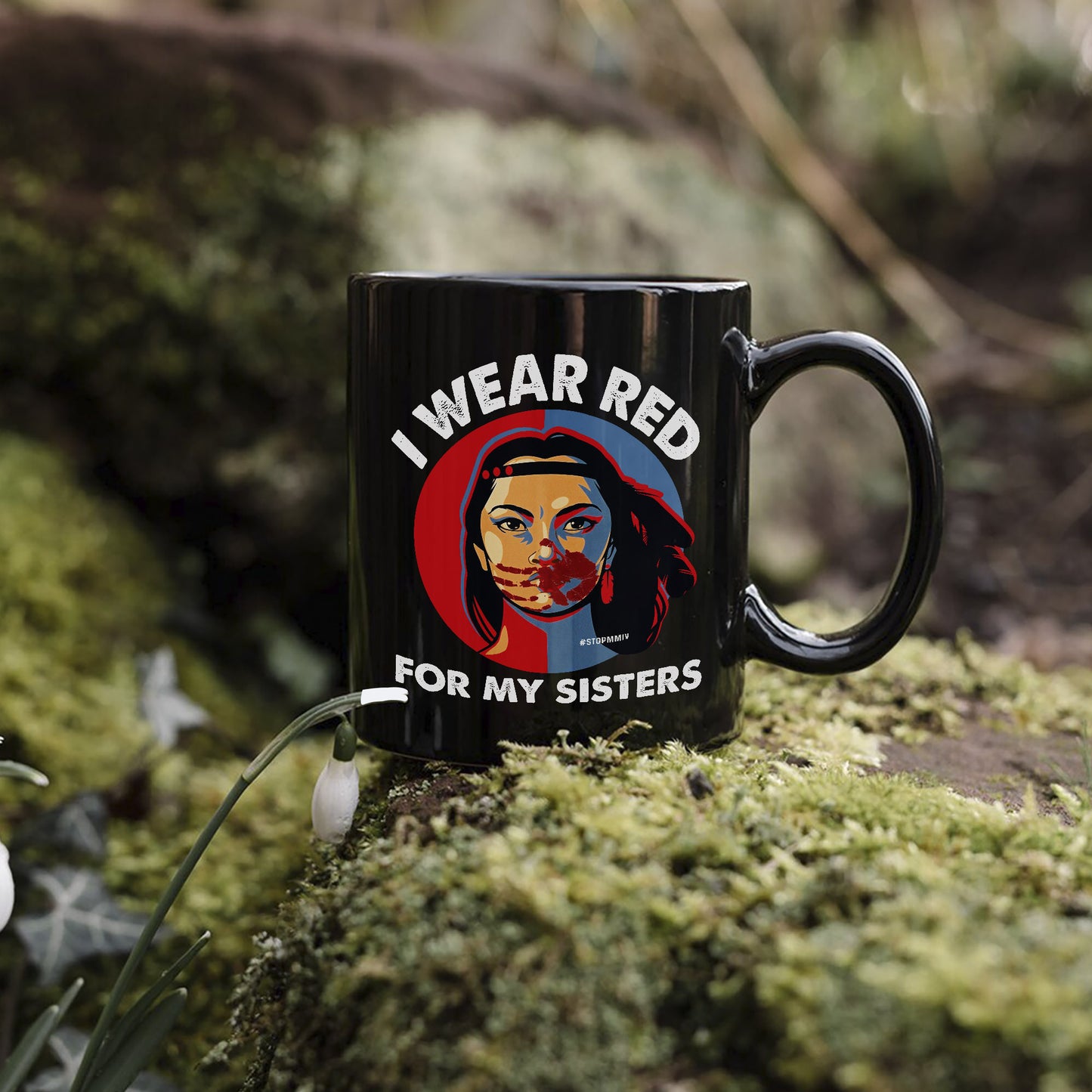 MMIW I Wear Red For My Sisters Red Hand Ceramic Mug