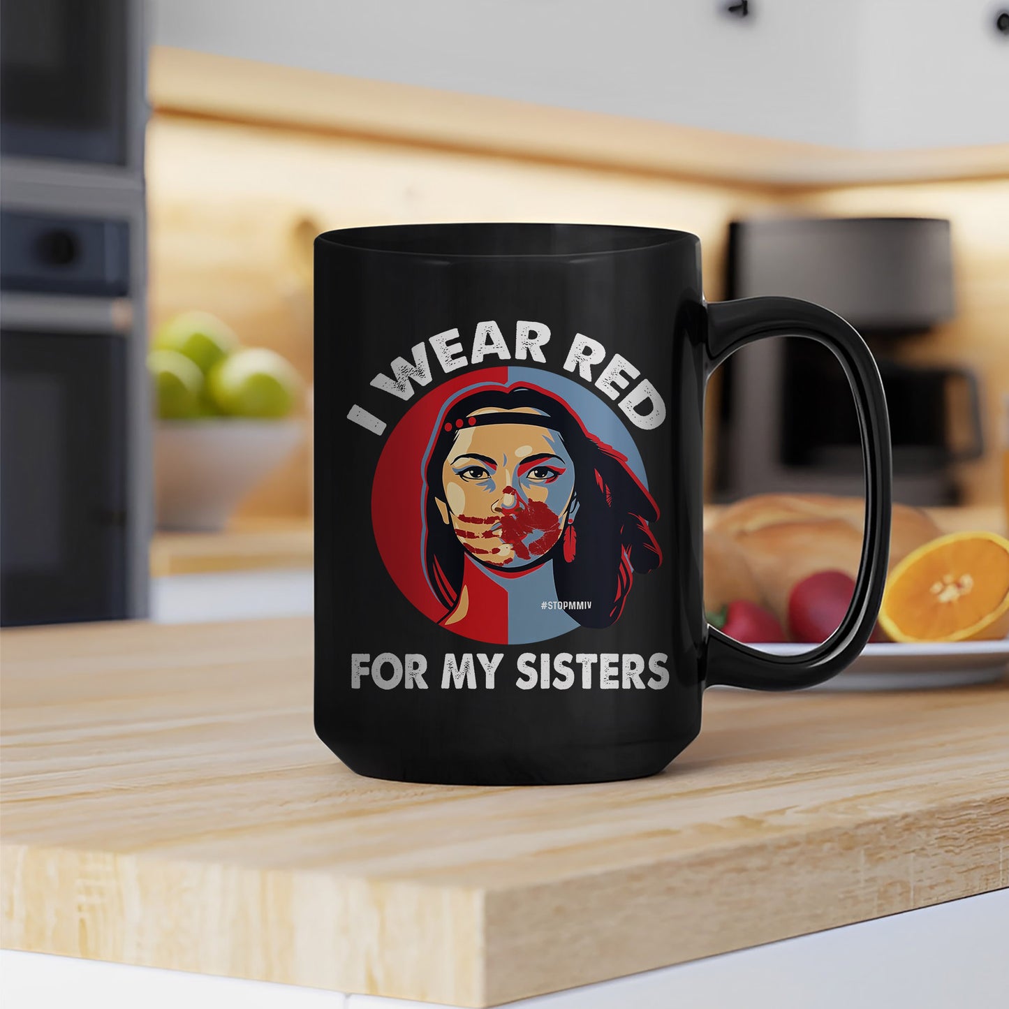 MMIW I Wear Red For My Sisters Red Hand Ceramic Mug