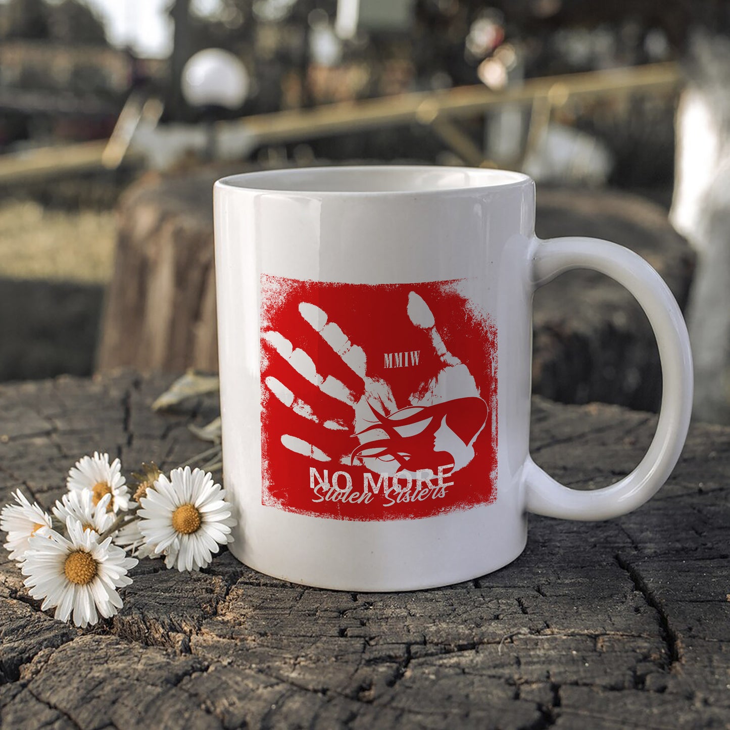 MMIW No More Stolen Sisters Red Hand Ceramic Coffee Mug