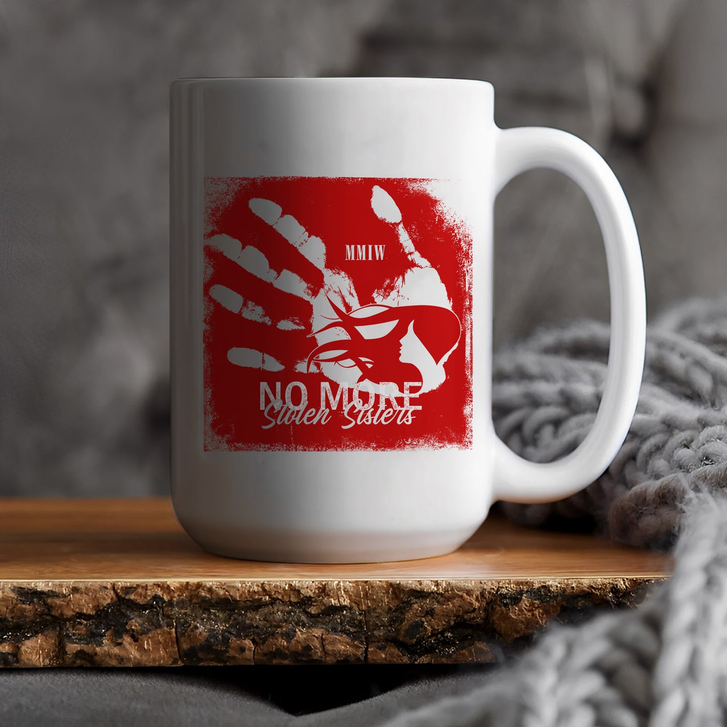 MMIW No More Stolen Sisters Red Hand Ceramic Coffee Mug