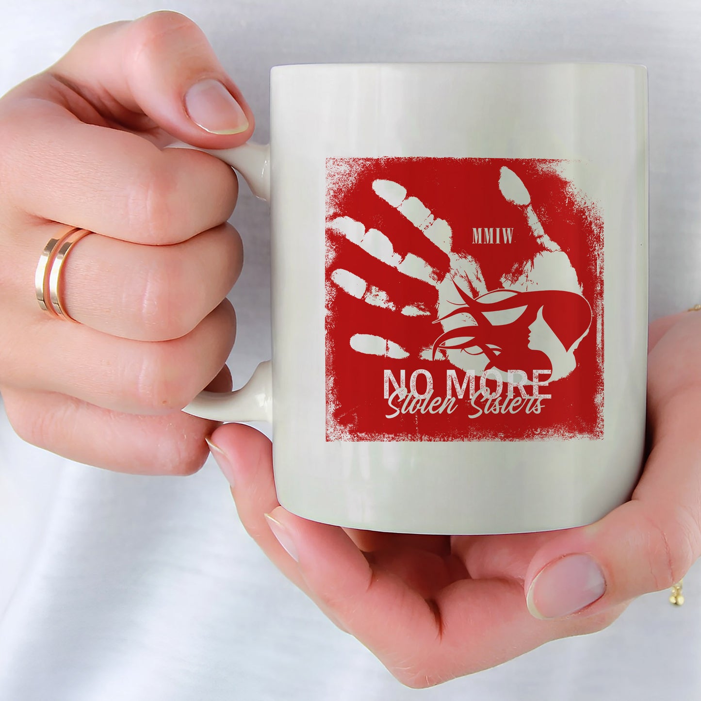 MMIW No More Stolen Sisters Red Hand Ceramic Coffee Mug