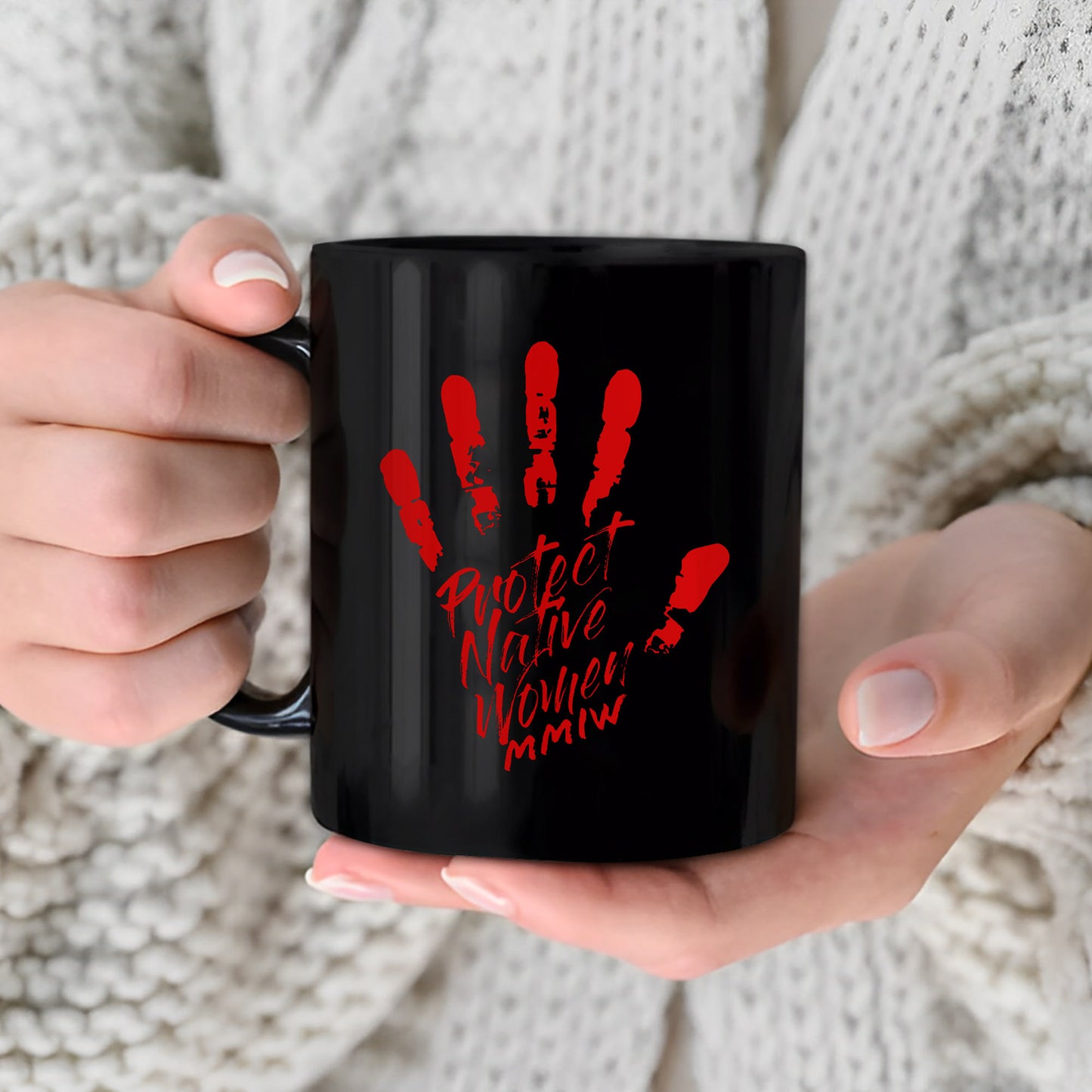 MMIW Protect Native Women Red Hand Ceramic Mug