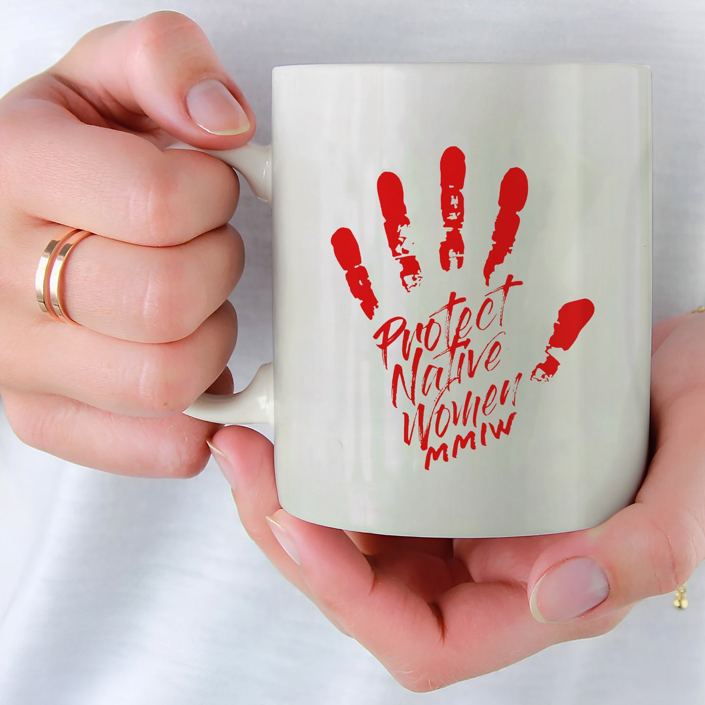 MMIW Protect Native Women Red Hand Ceramic Mug