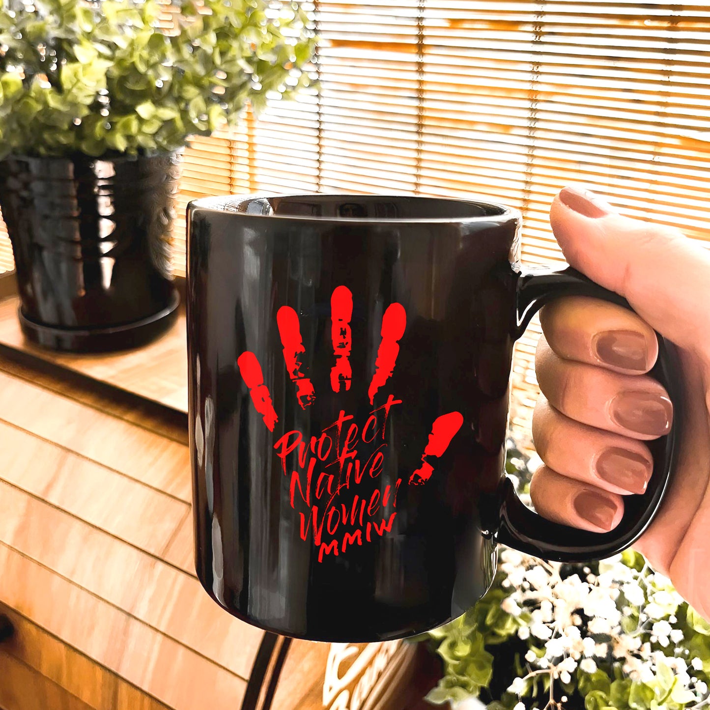 MMIW Protect Native Women Red Hand Ceramic Mug
