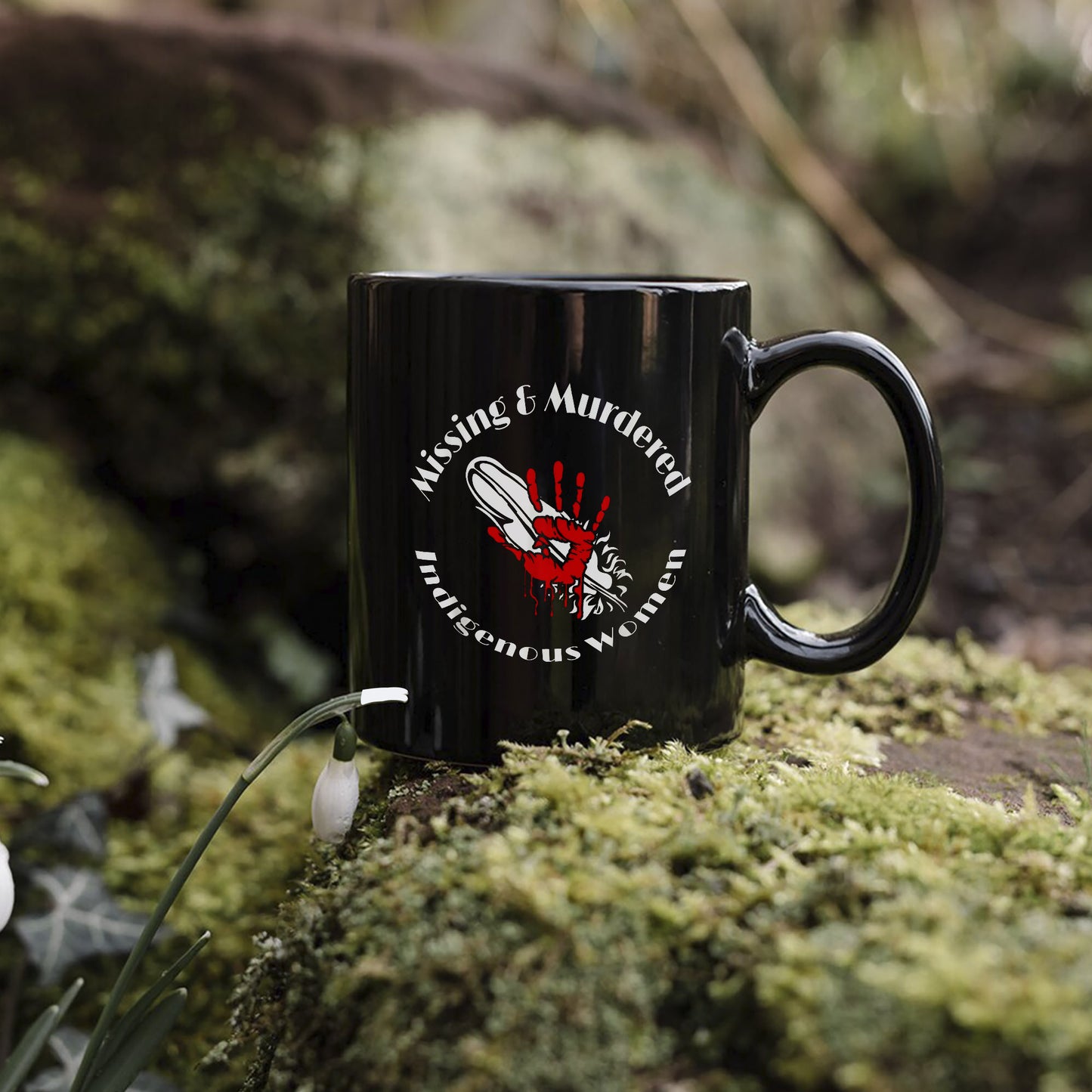 MMIW Red Hand Ceramic Coffee Mug - Native American Empowerment Mug