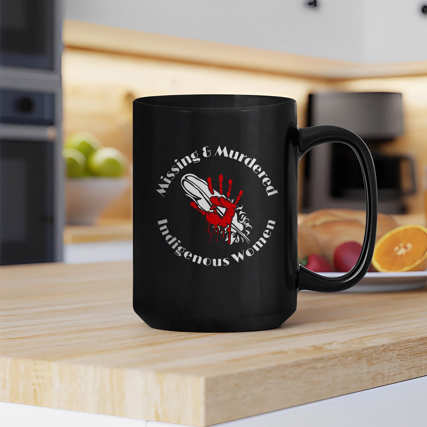 MMIW Red Hand Ceramic Coffee Mug - Native American Empowerment Mug