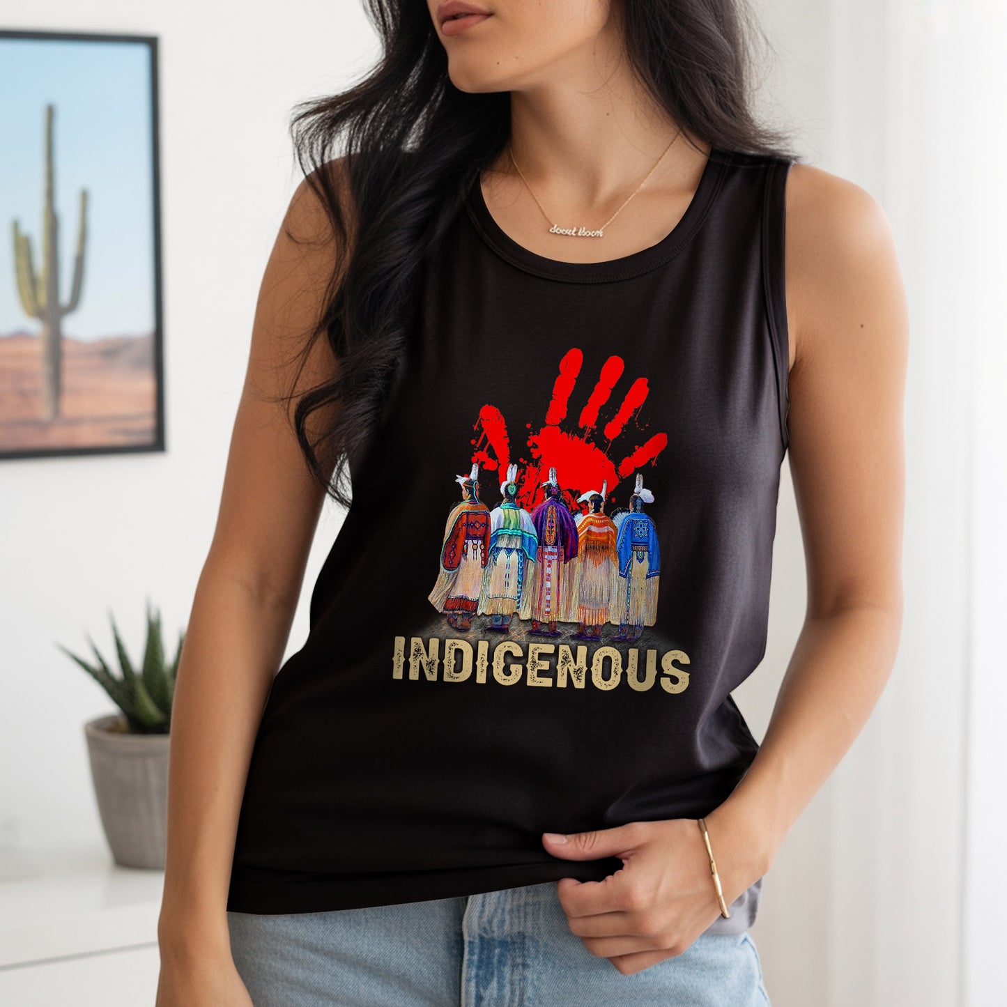 Indigenous Pride Red Handprint Cultural Strength Unisex Tank Top