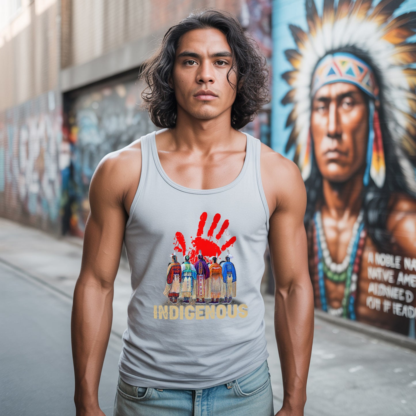 Indigenous Pride Red Handprint Cultural Strength Unisex Tank Top