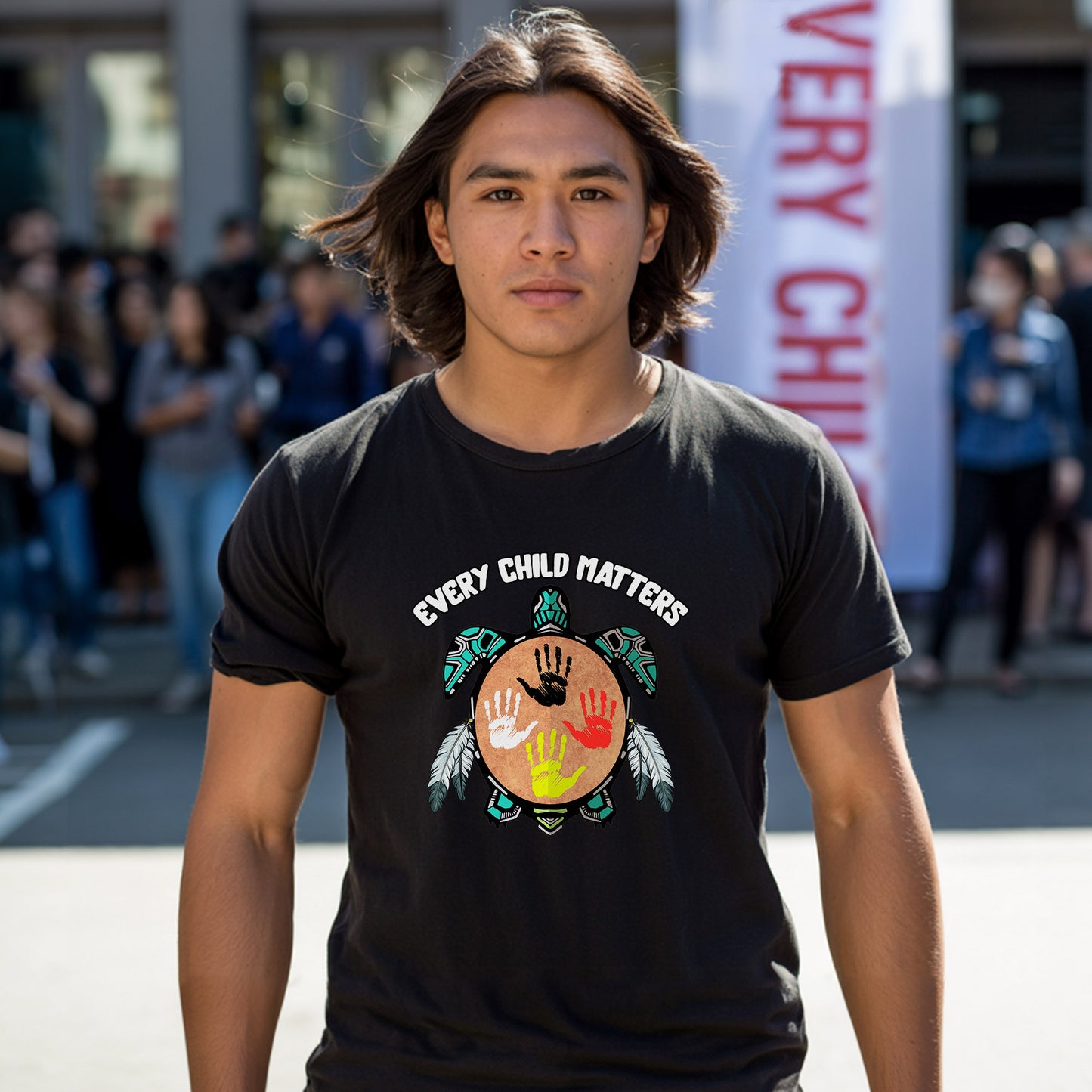 Every Child Matters Feather Hand Color On Turtle Unisex T-Shirt/Hoodie/Sweatshirt 067